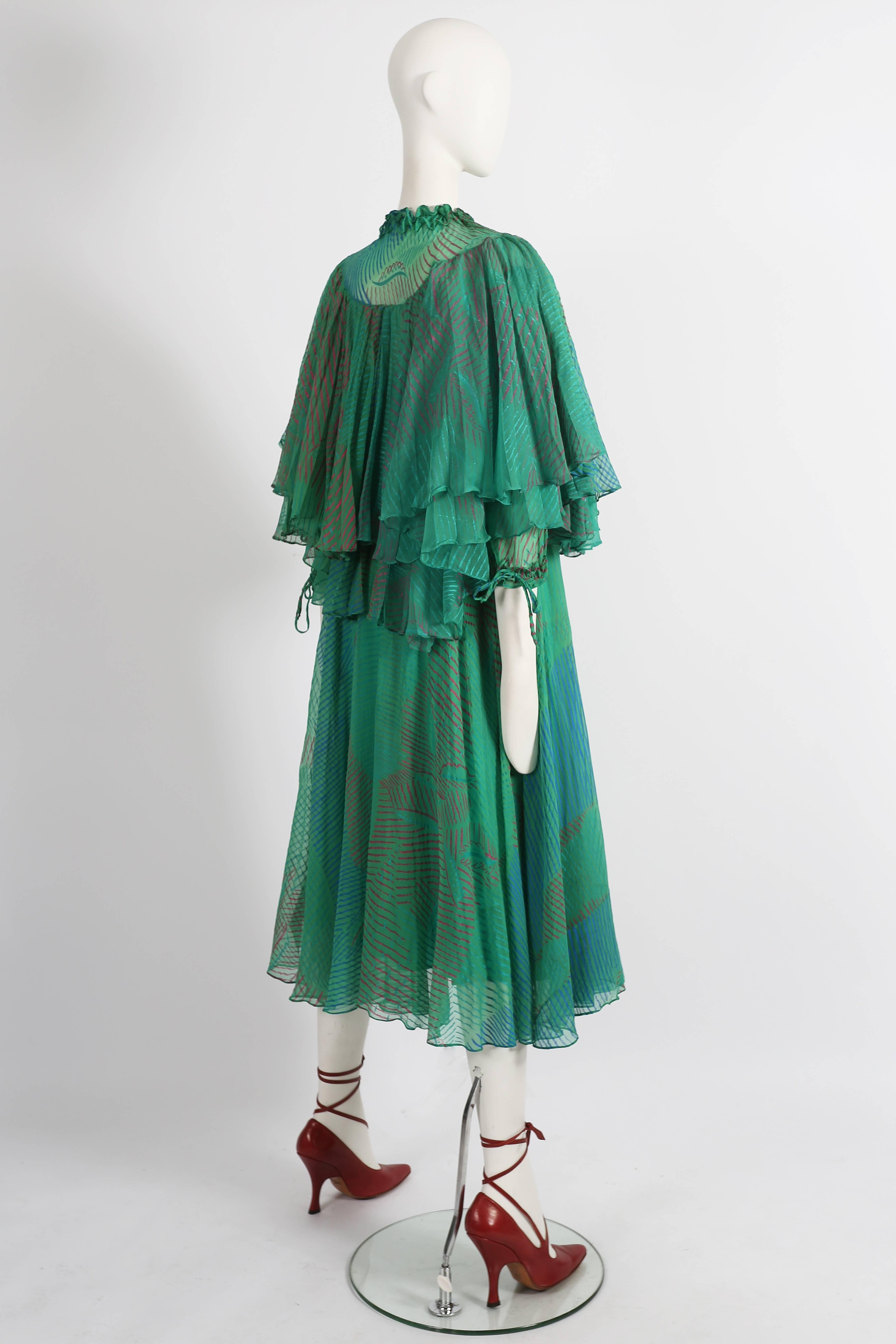 Ossie Clark Celia Birtwell couture silk chiffon screen-print dress, circa 1976 4