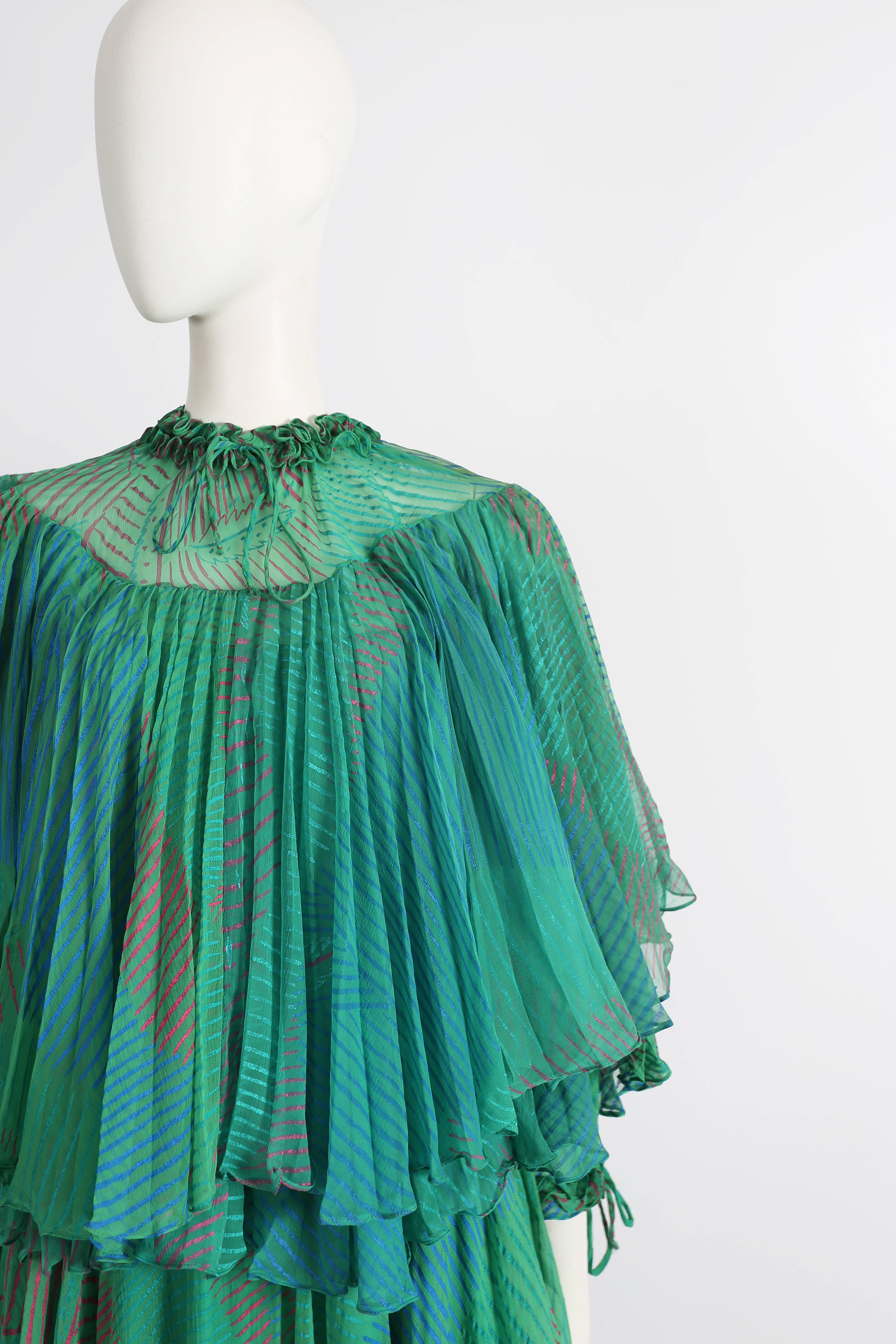 Ossie Clark Celia Birtwell couture silk chiffon screen-print dress, circa 1976 In Excellent Condition In London, GB