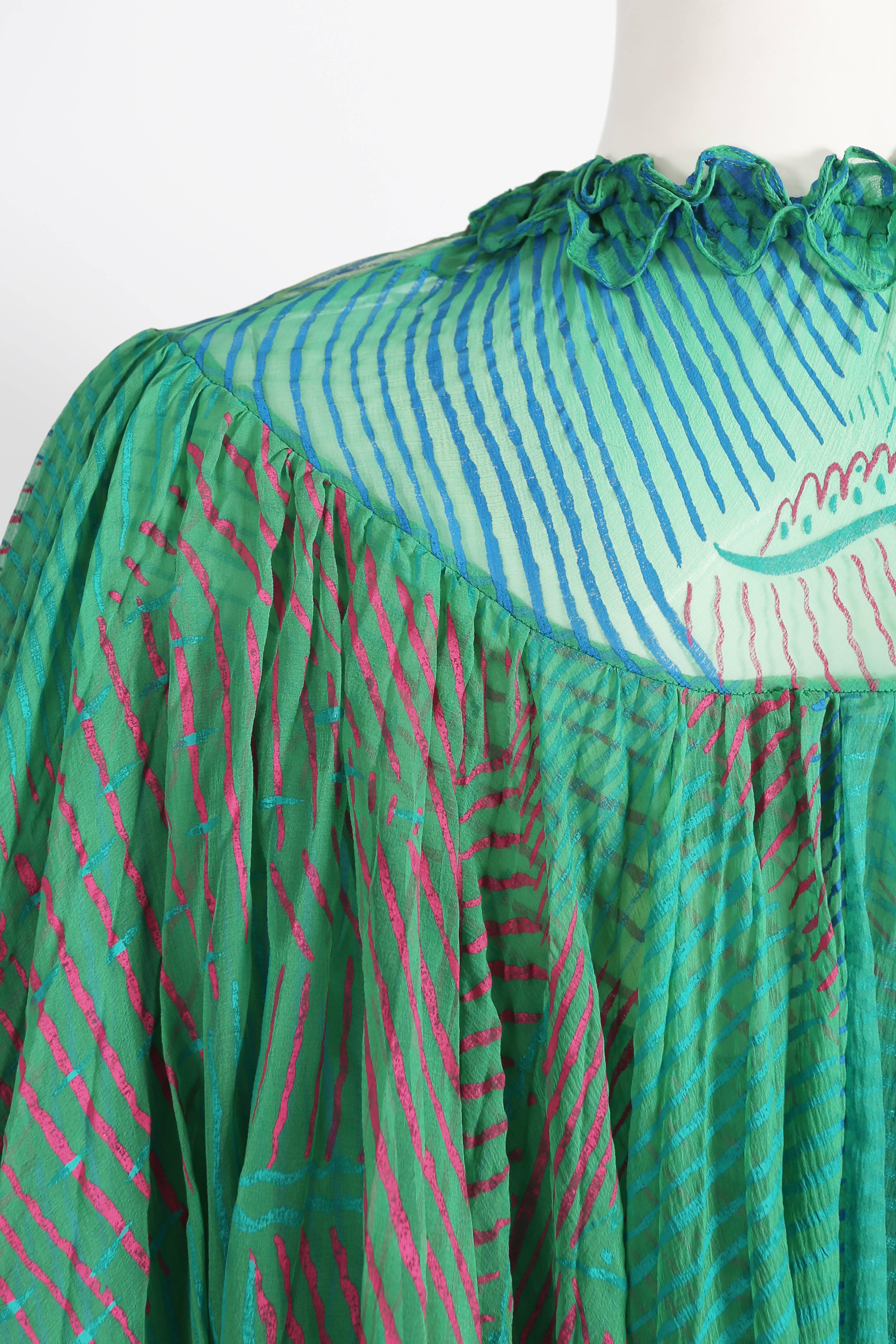 Ossie Clark Celia Birtwell couture silk chiffon screen-print dress, circa 1976 1