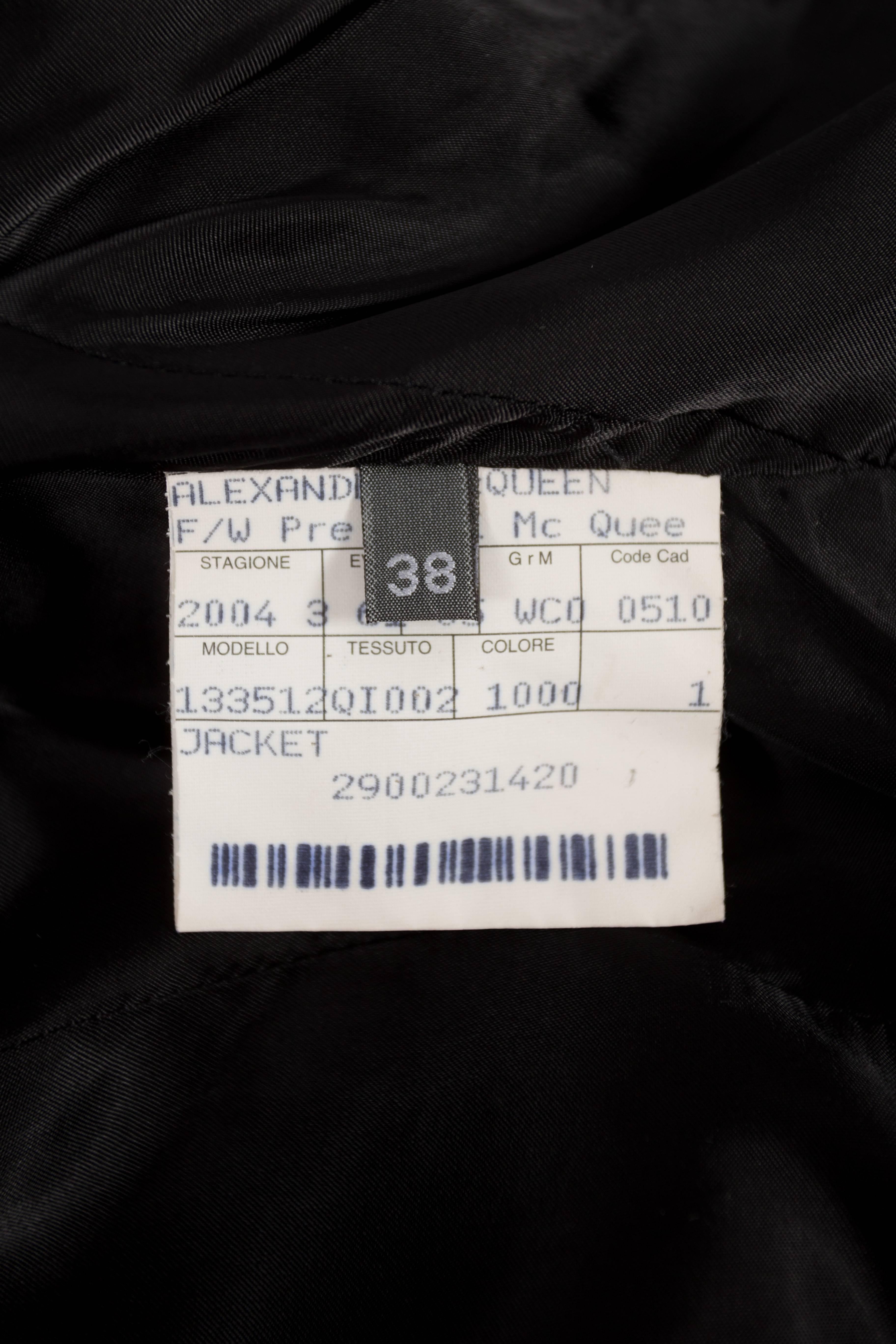 Alexander McQueen black pleated wool jacket, fw 2004 For Sale 4