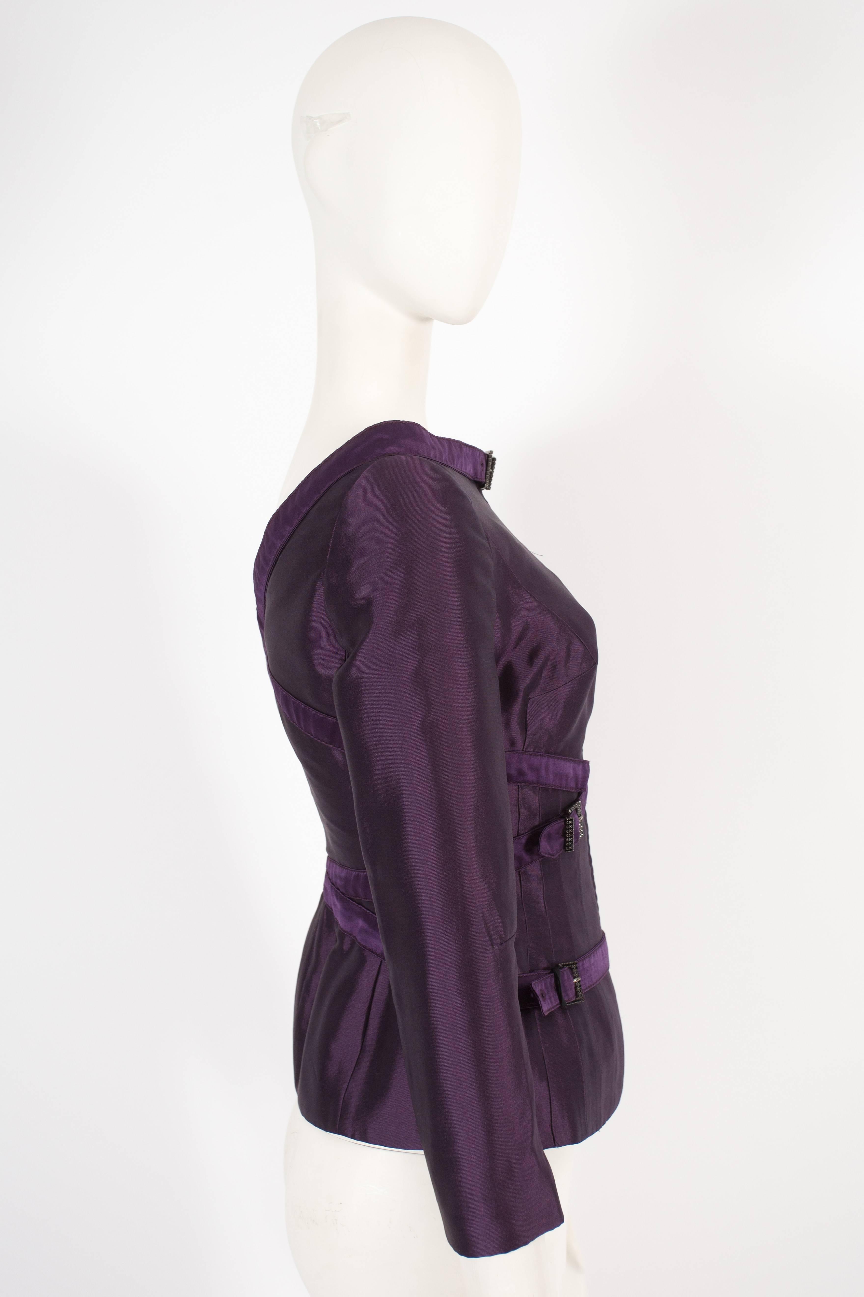 Alexander McQueen purple silk taffeta evening jacket, fw 2007 For Sale 1