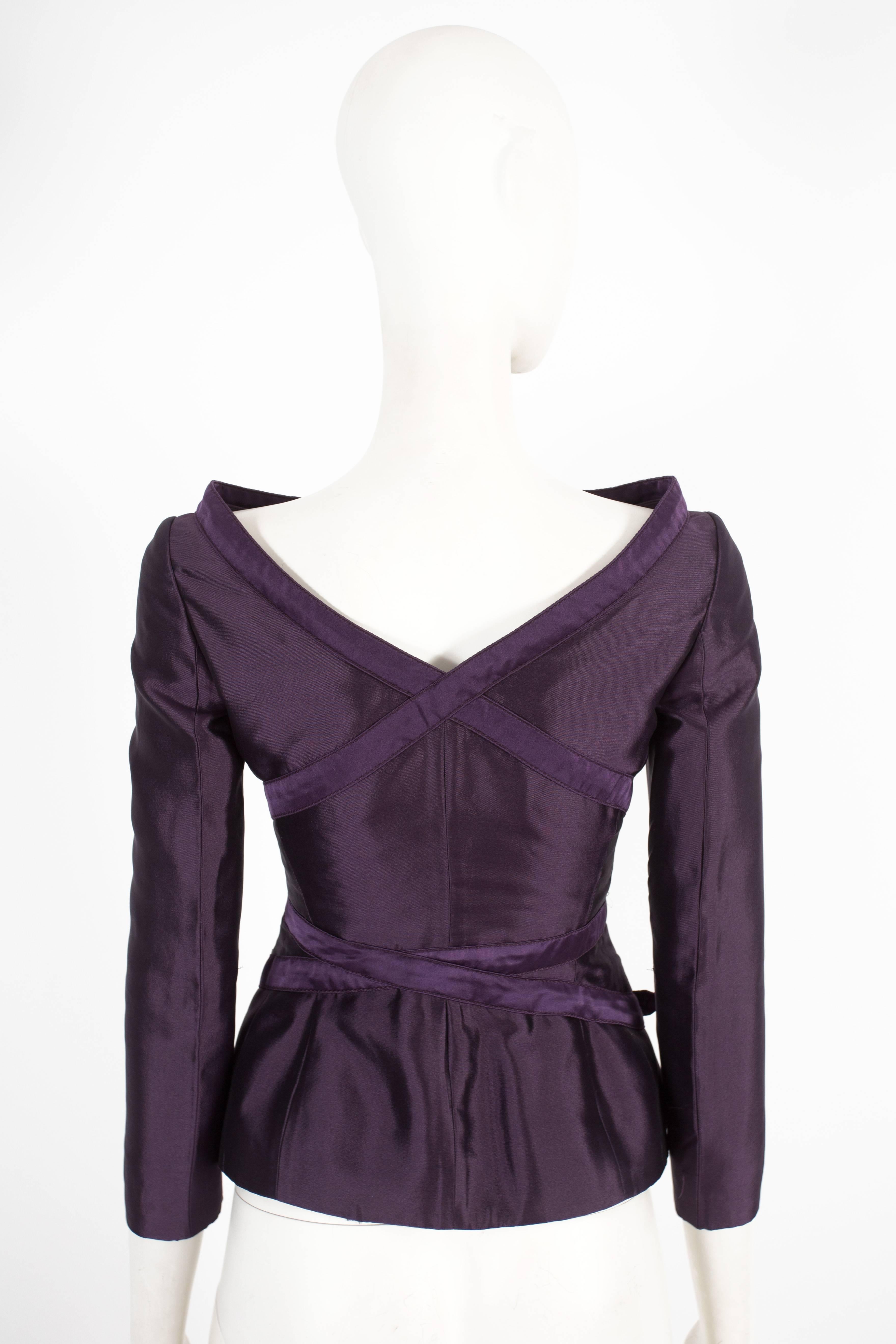 Alexander McQueen purple silk taffeta evening jacket, fw 2007 For Sale 3