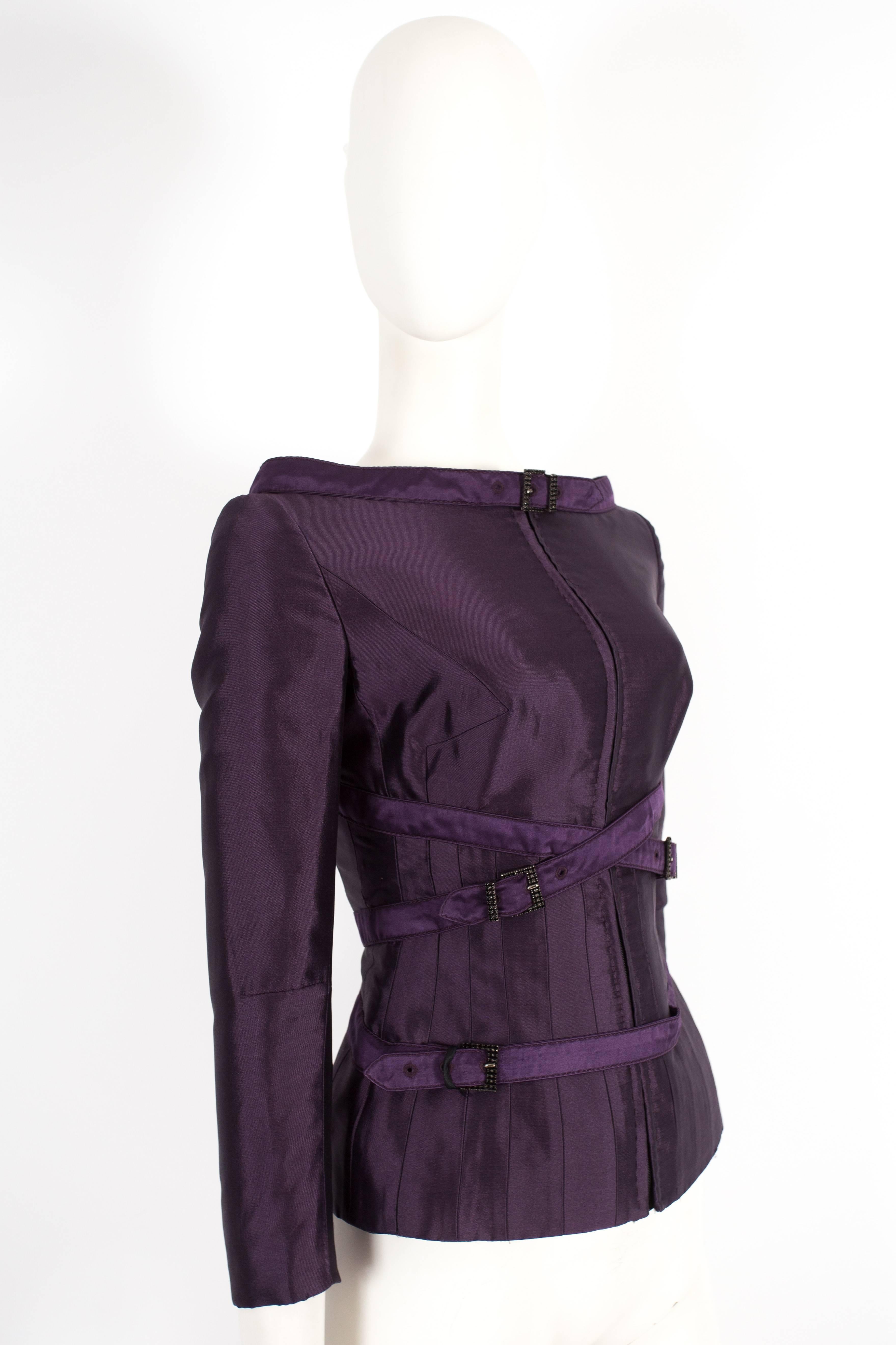 Alexander McQueen purple silk taffeta evening jacket, fw 2007 In Excellent Condition For Sale In London, GB