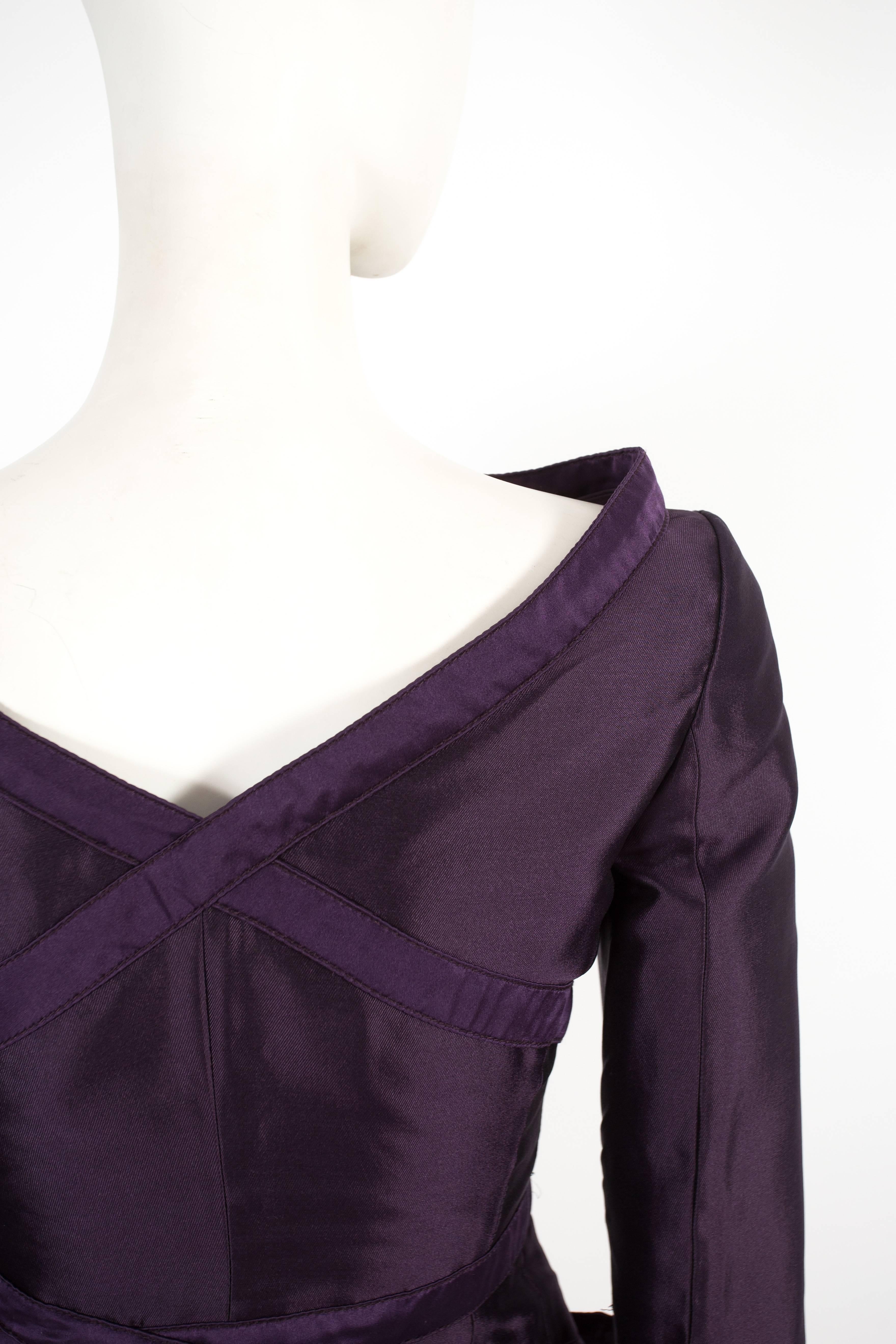 Alexander McQueen purple silk taffeta evening jacket, fw 2007 For Sale 4