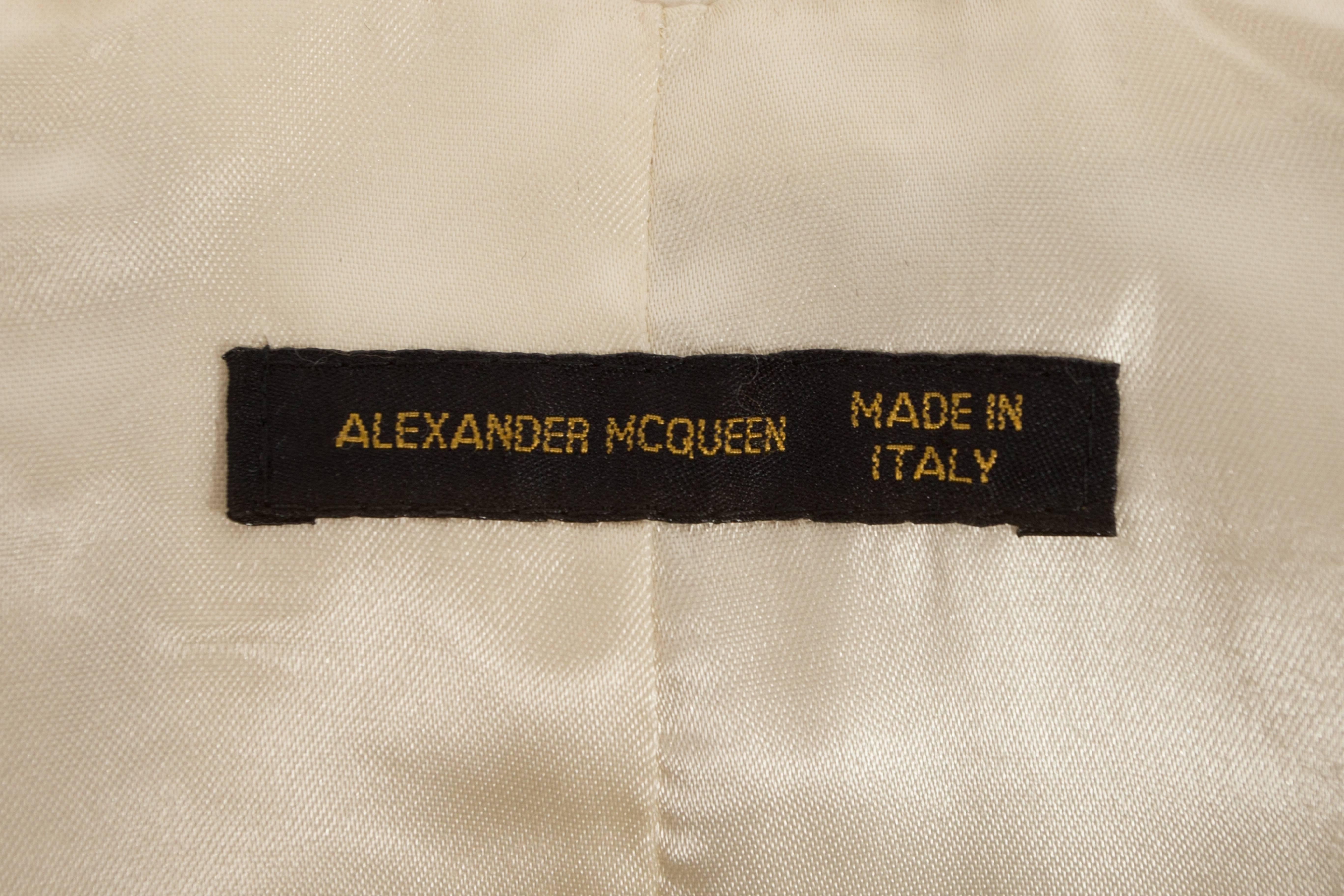 Alexander McQueen cream molten wool coat with gold embroidery, fw 2001 For Sale 1