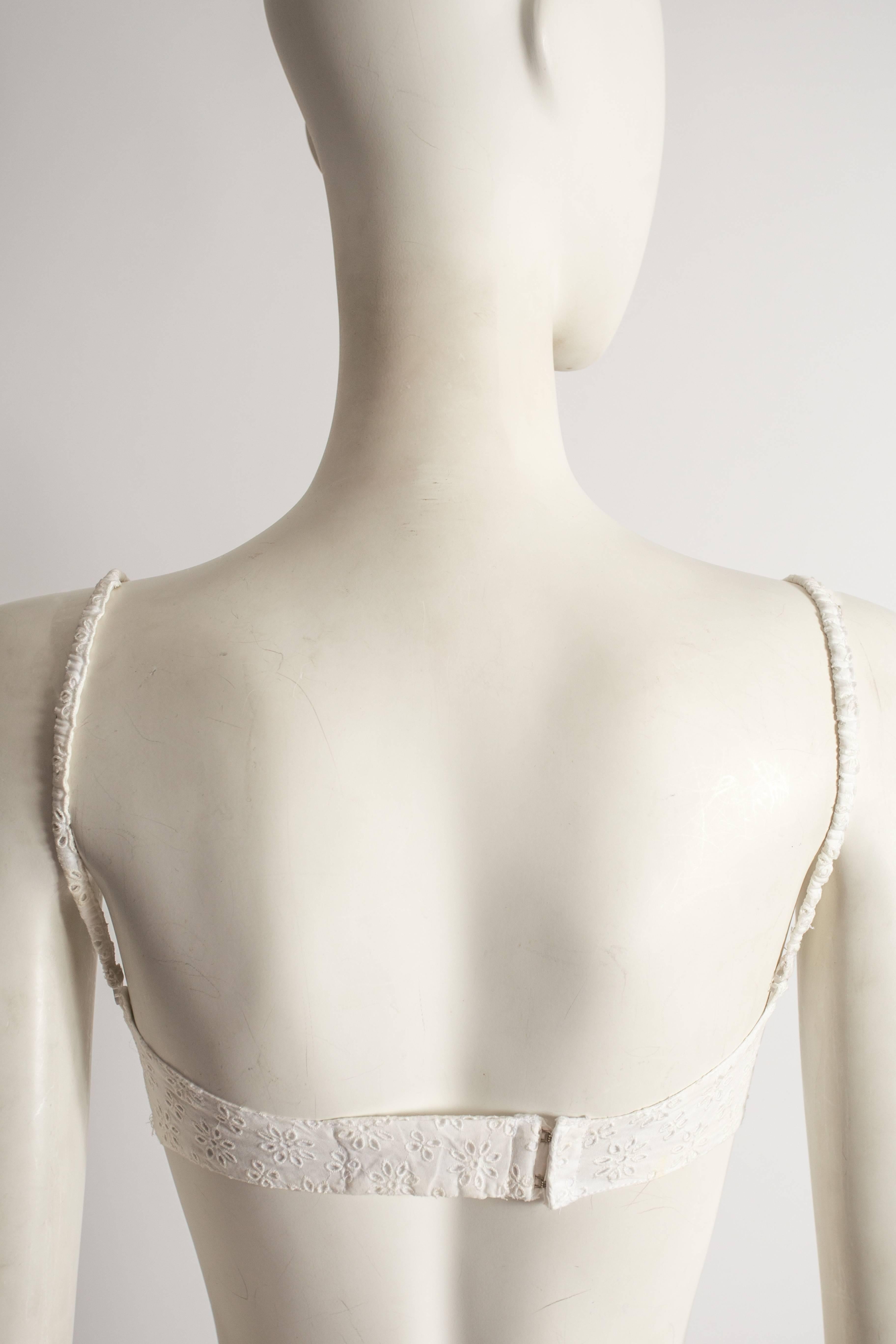Gray Alaia white broderie anglaise padded bra, circa 1992