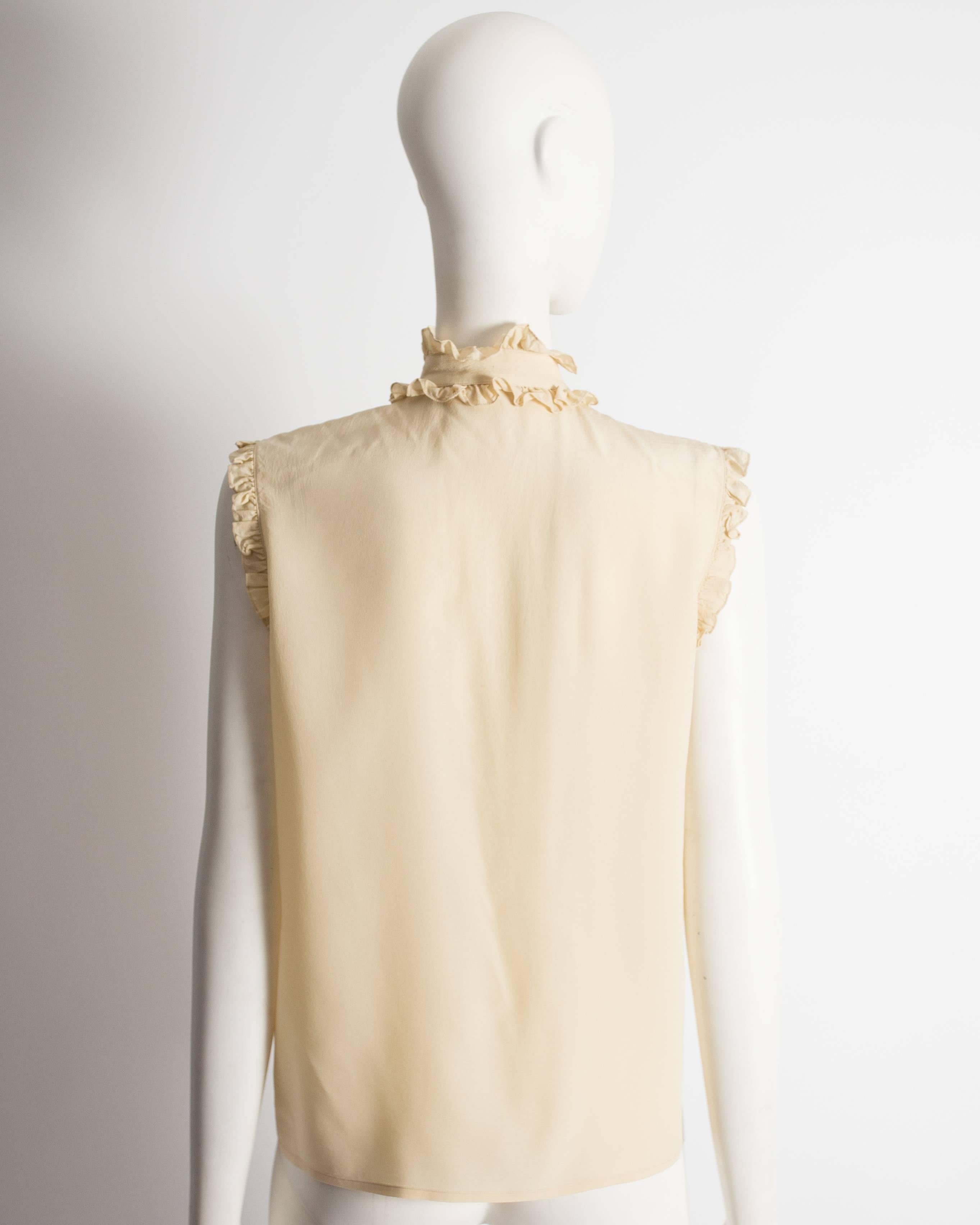 Chanel ivory silk pintuck blouse, circa 1970 1