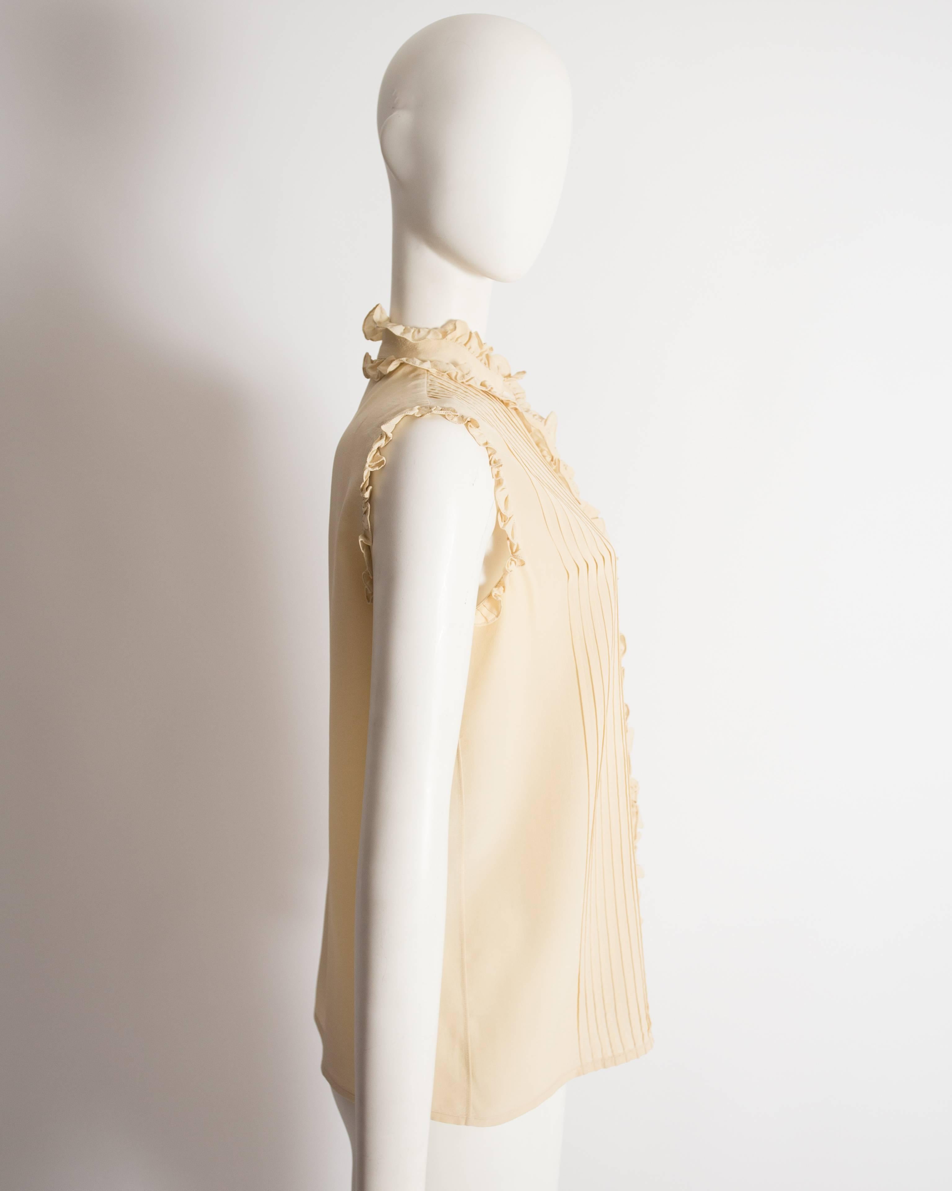 Women's Chanel ivory silk pintuck blouse, circa 1970