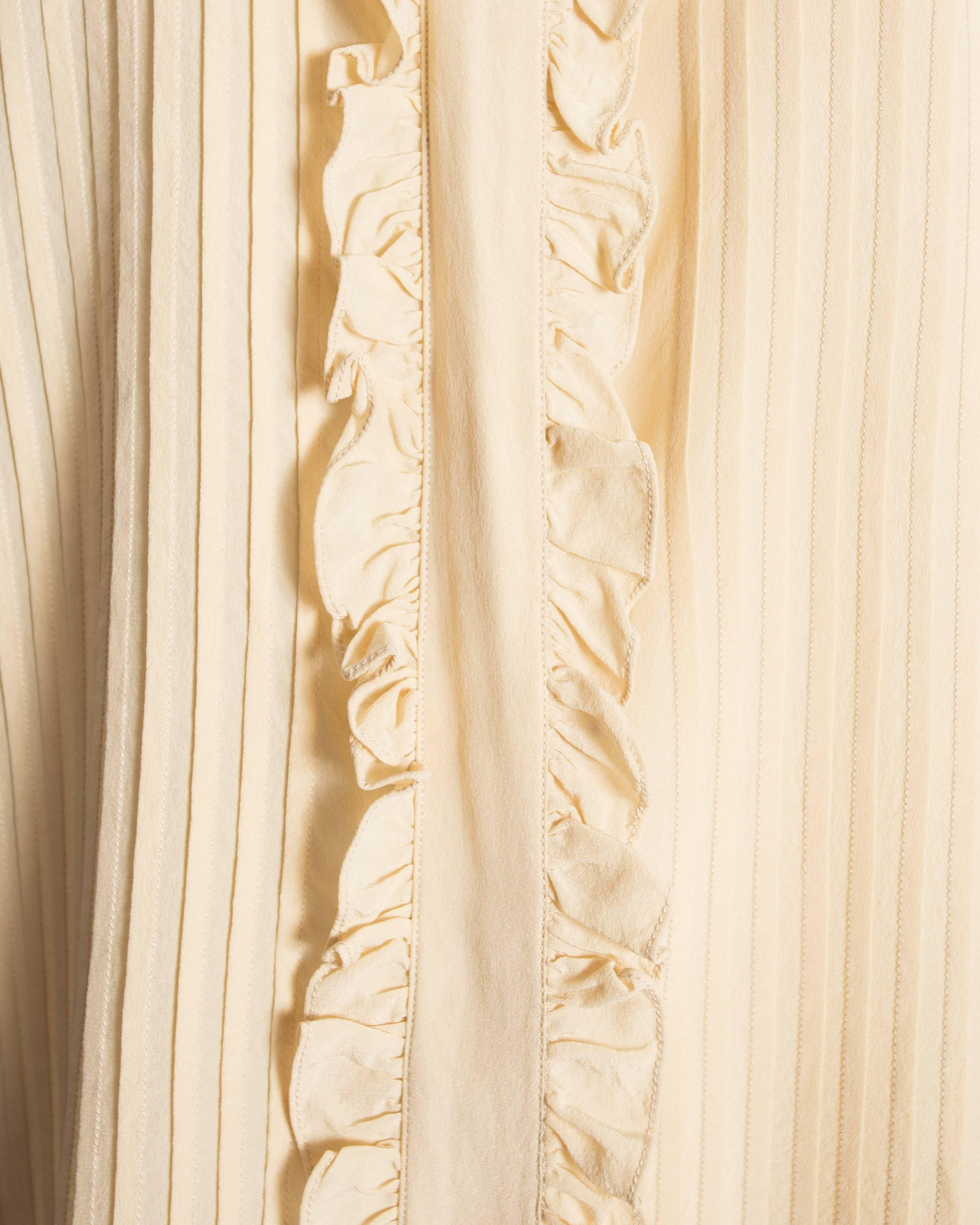 Beige Chanel ivory silk pintuck blouse, circa 1970