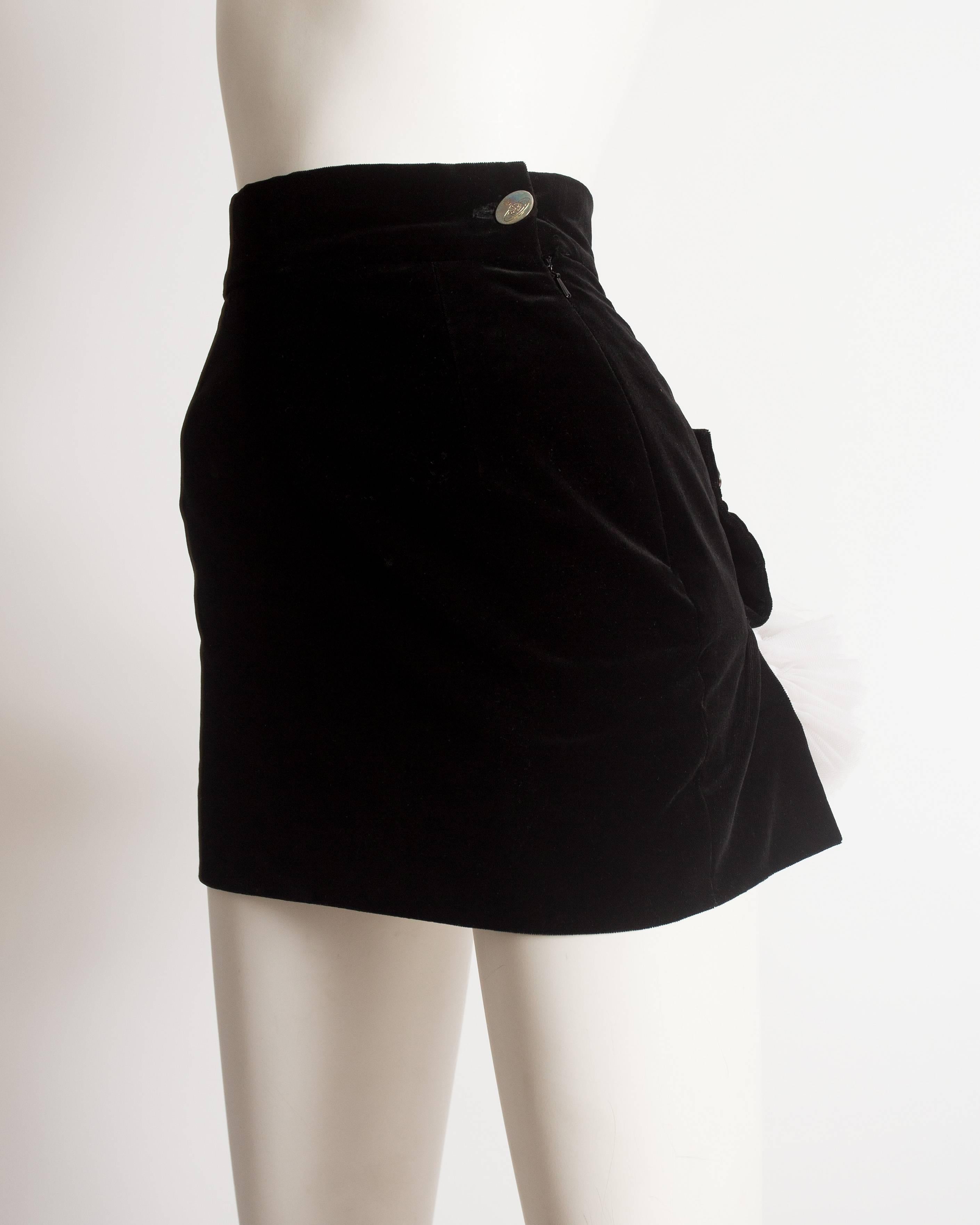 Black Vivienne Westwood black velvet mini skirt with crinoline, circa 1991