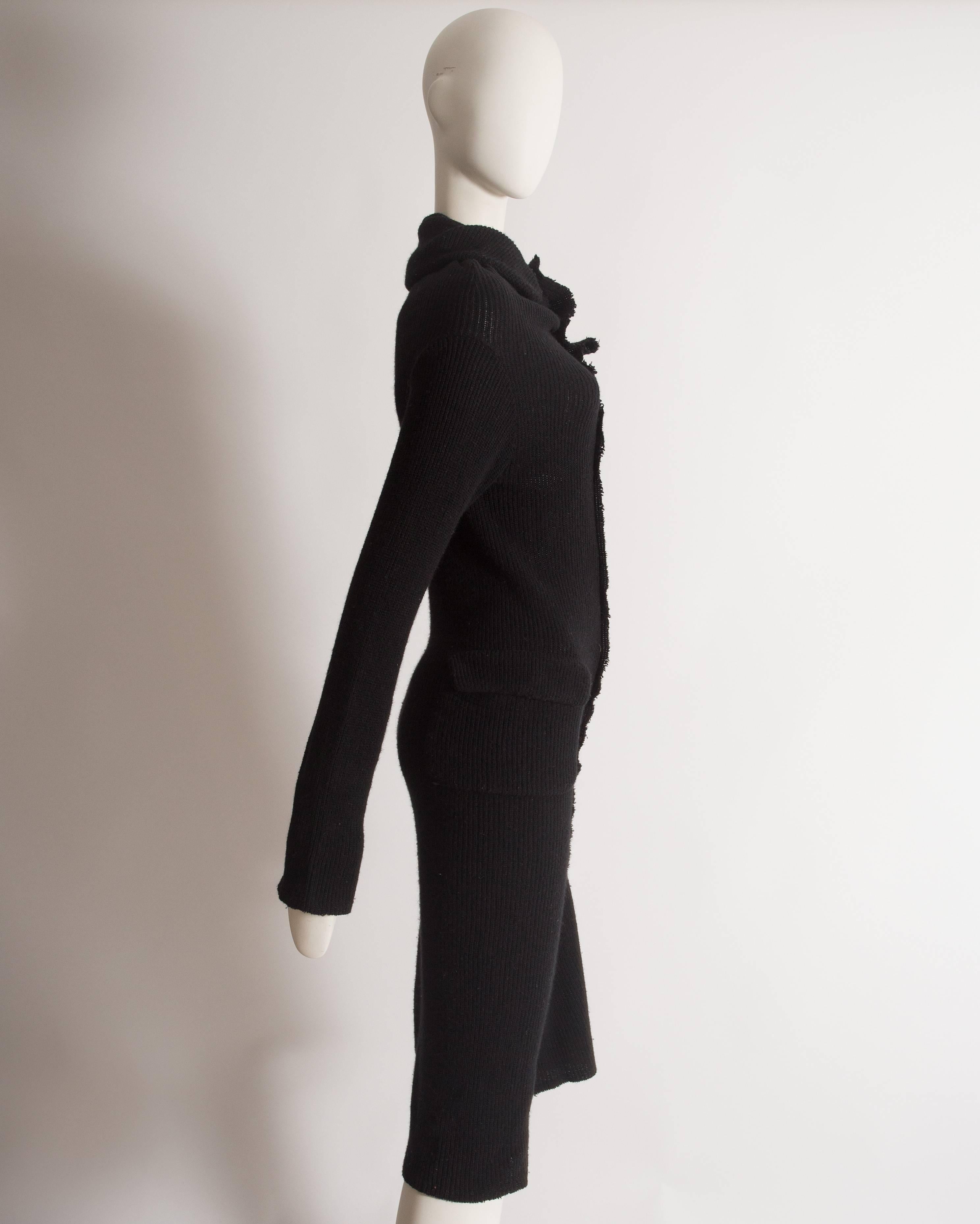 Black Comme des Garcons black wool deconstructed playsuit, circa 2002