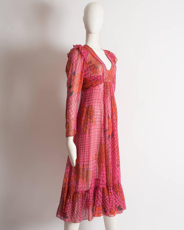 Ossie Clark pink voile dress with Celia Birtwell print, circa 1972 at ...