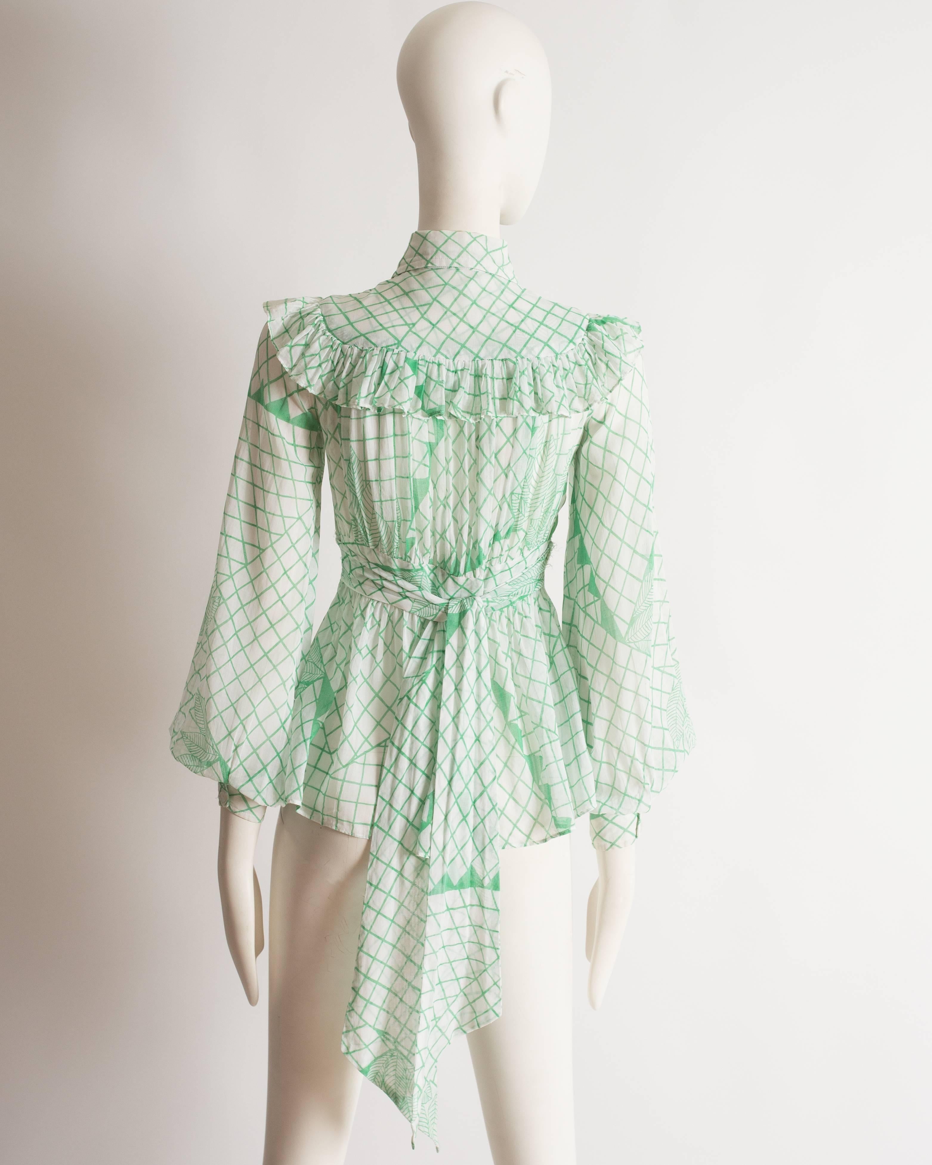 Ossie Clark voile blouse with Celia Birtwell print, circa 1972 1