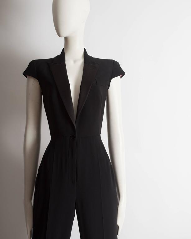 Alexander McQueen tuxedo silk jumpsuit, circa 2008 For Sale at 1stDibs