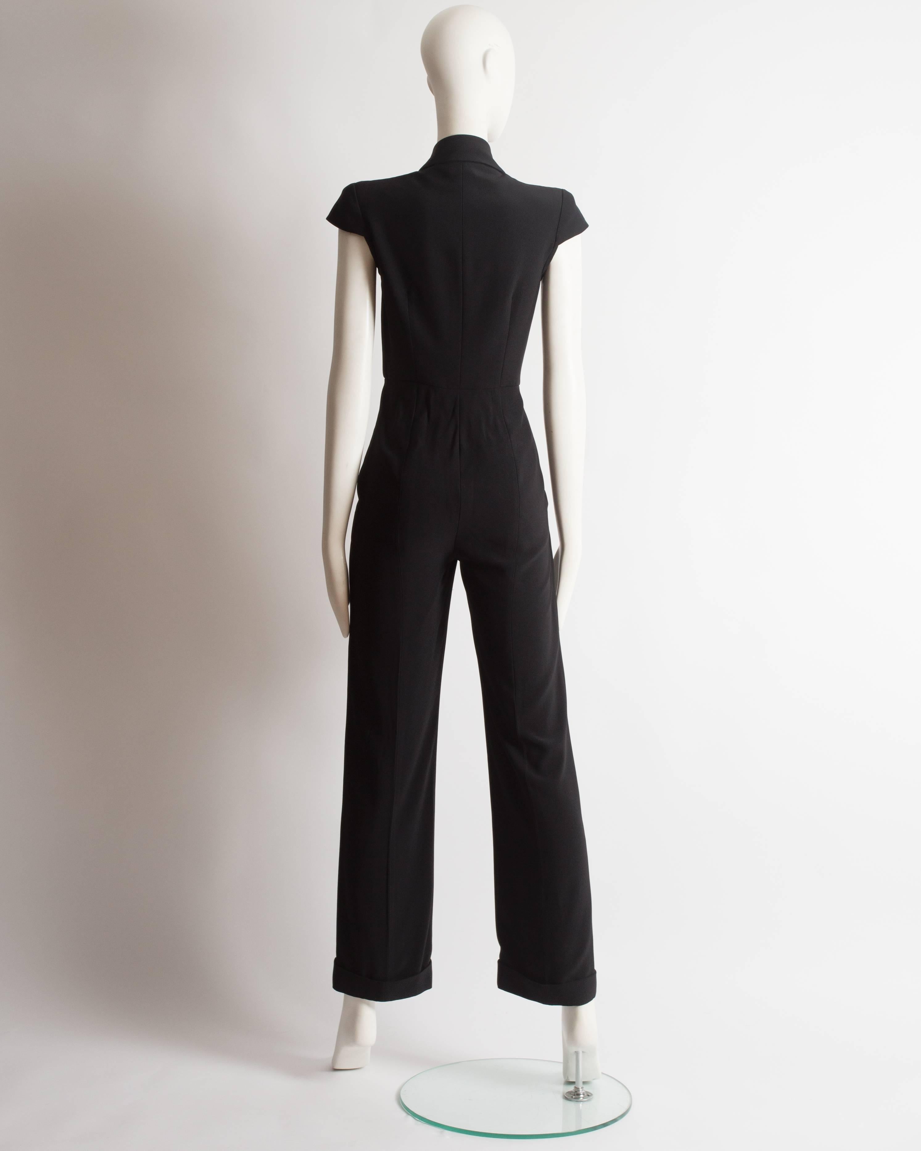 Black Alexander McQueen black silk jumpsuit, ss 2008 For Sale