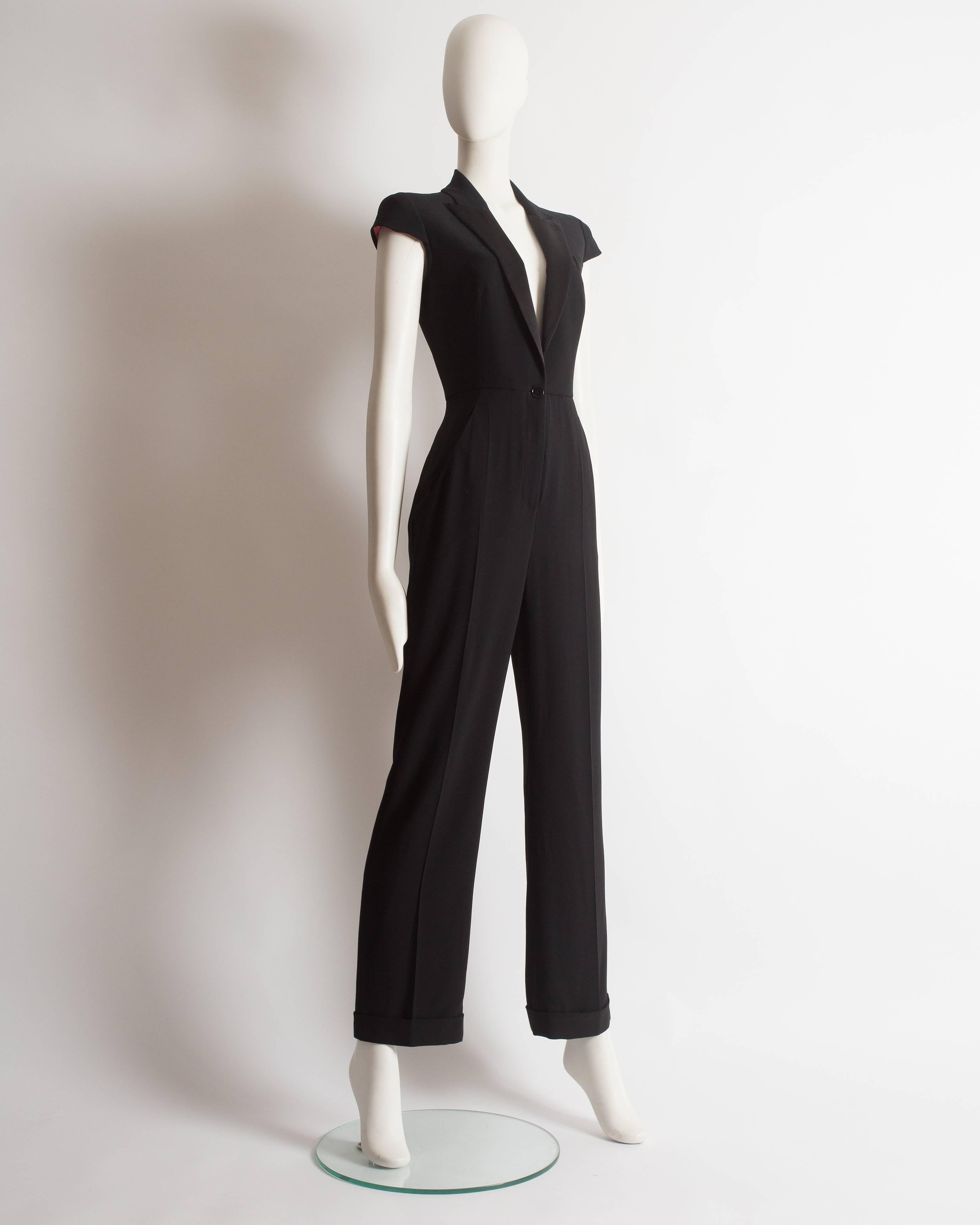 Alexander McQueen tuxedo silk jumpsuit, circa 2008 For Sale at 1stDibs ...