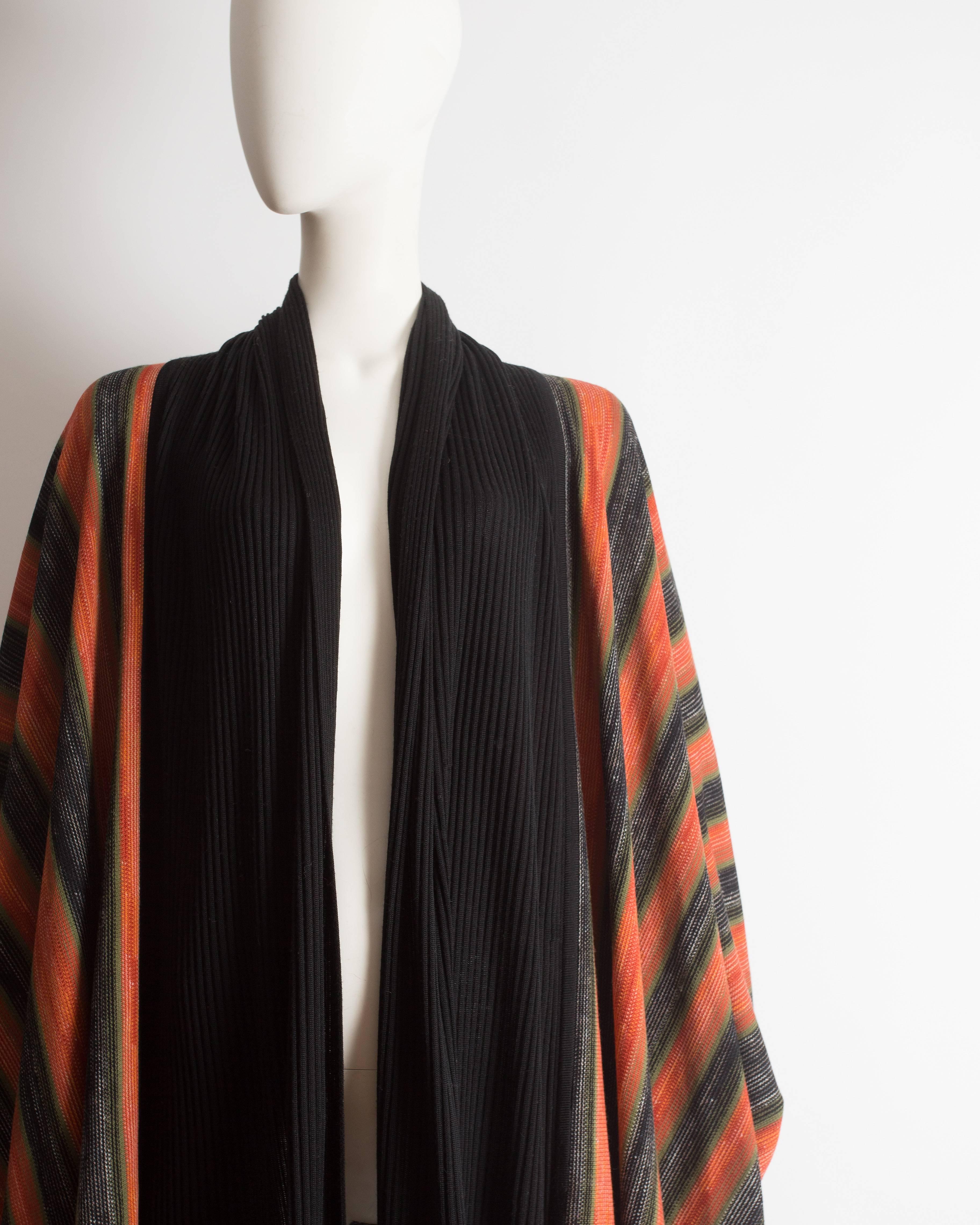 Black Issey Miyake striped knitted robe, circa 1976