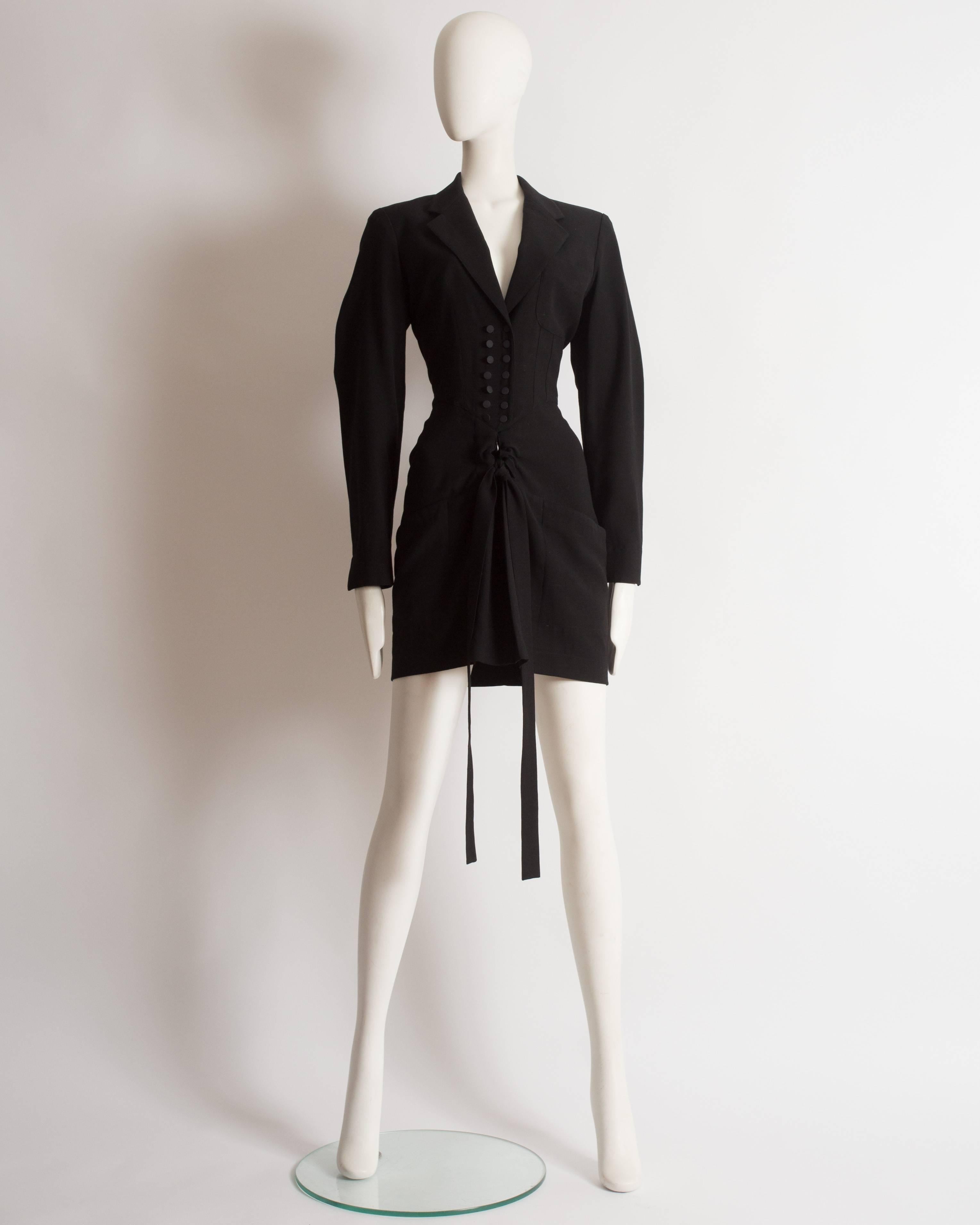 Women's Alaia black wool mini dress, AW 1988