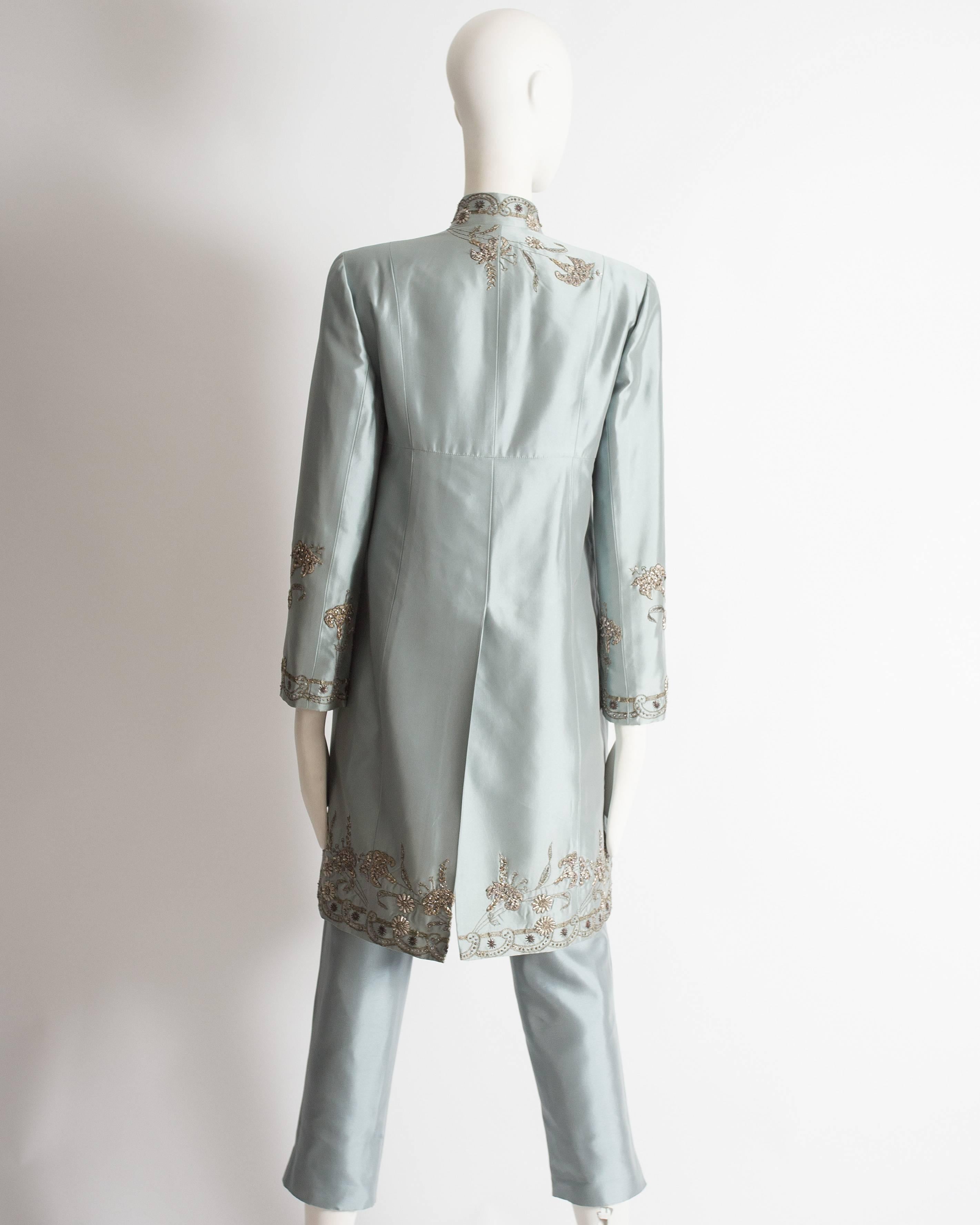 Women's Pamela Dennis silk taffeta embroidered three piece suit, circa 1990s