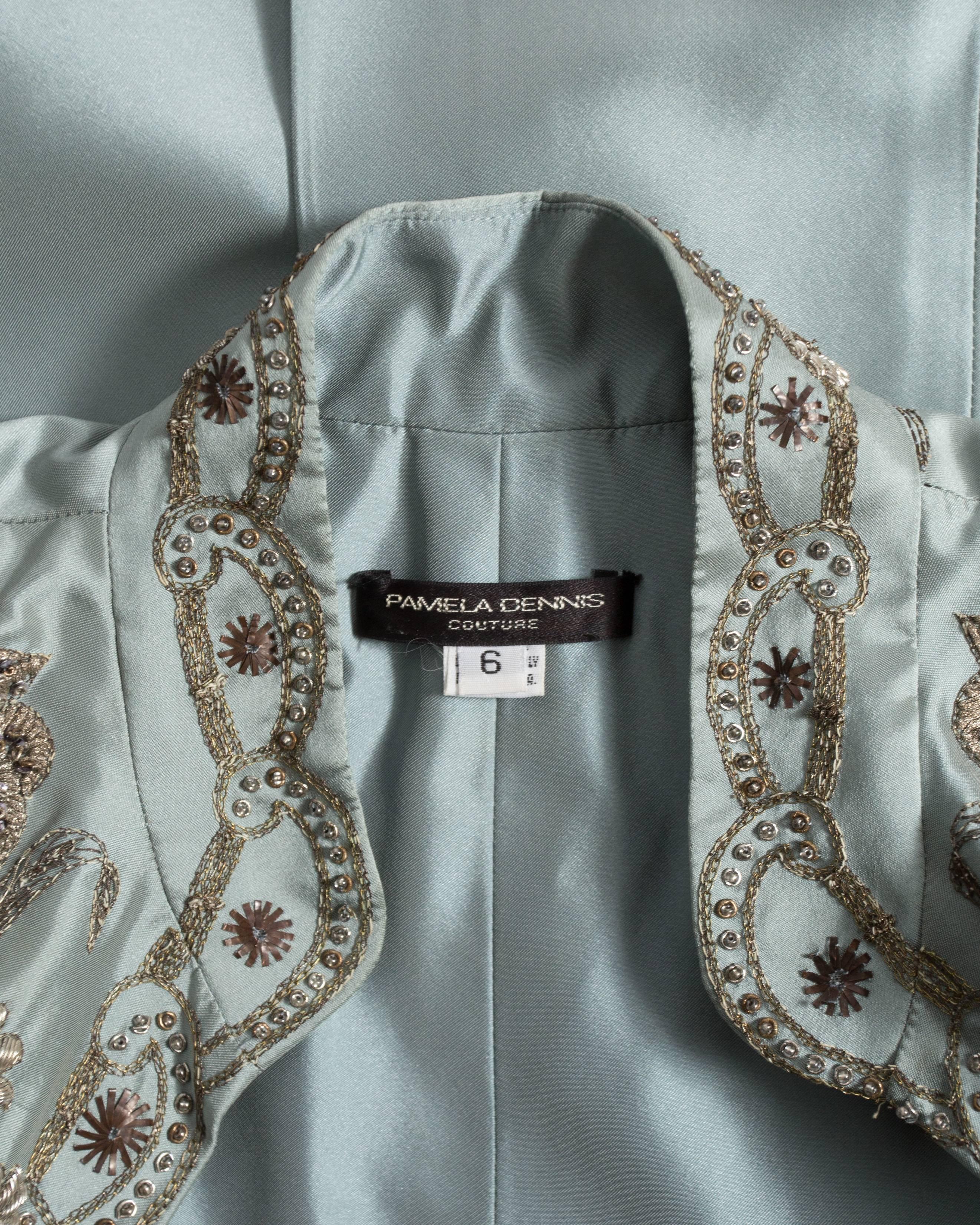 Pamela Dennis silk taffeta embroidered three piece suit, circa 1990s 2