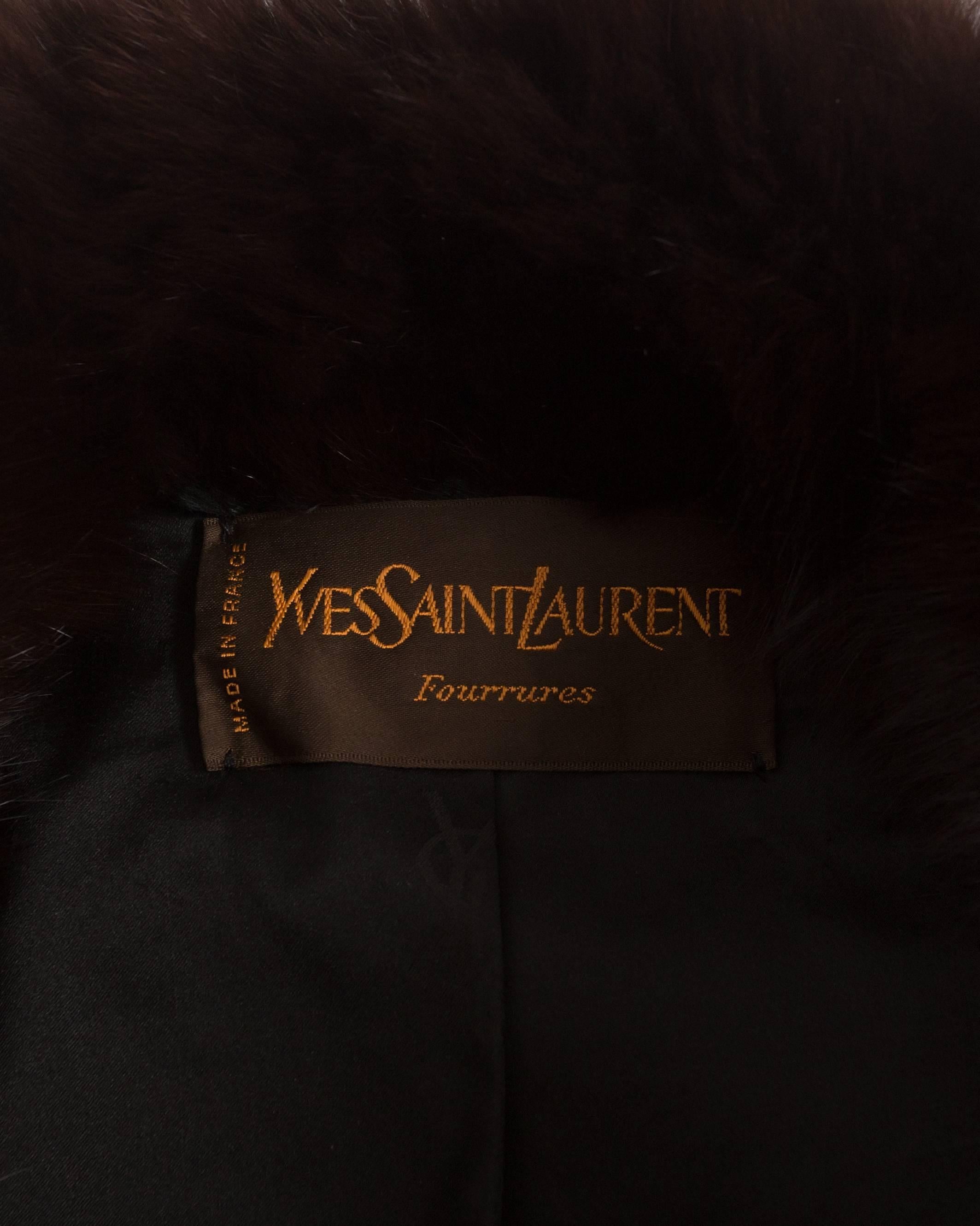 Yves Saint Laurent oversized brown and white fox coat, c. 1980s For Sale 3