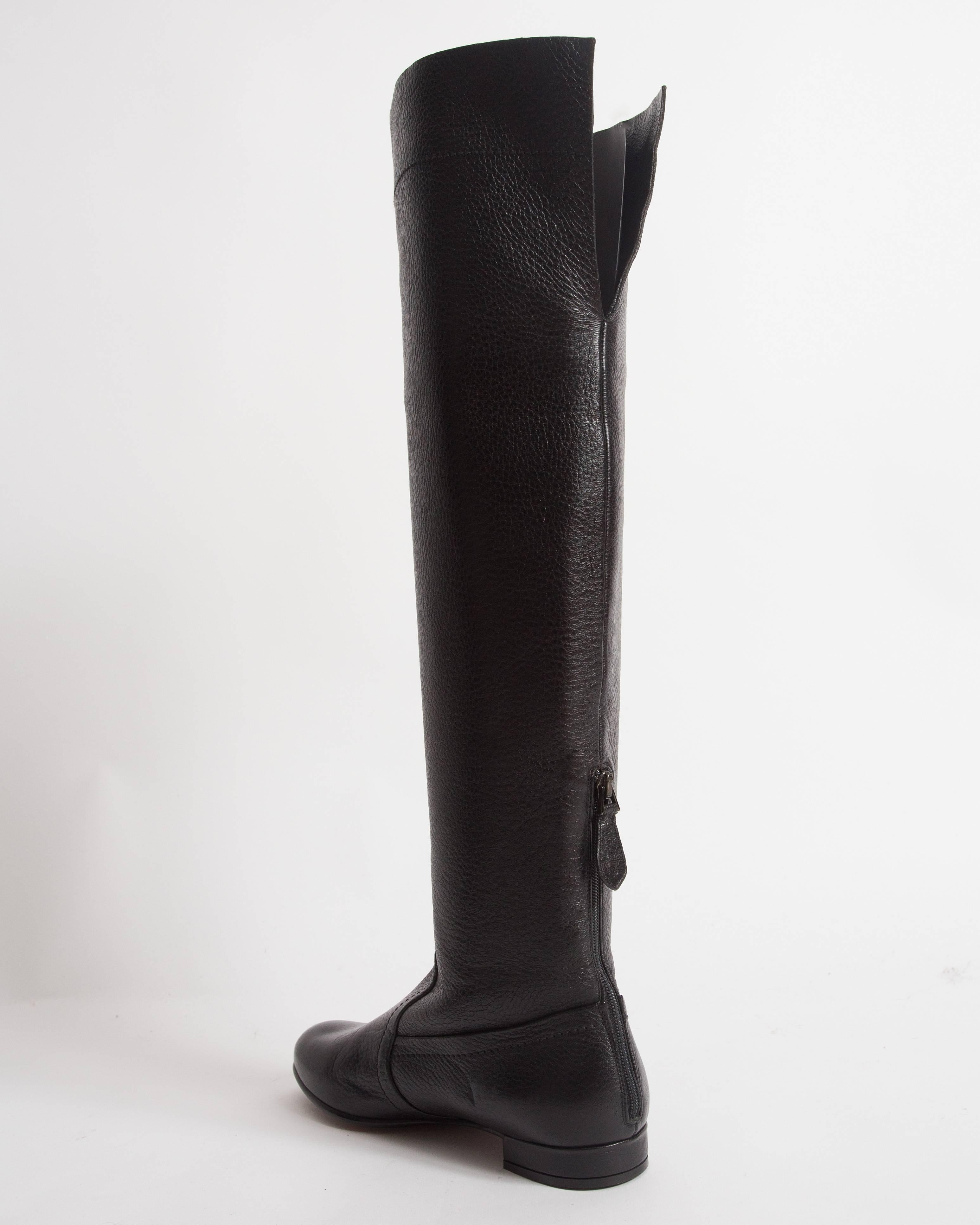 Black Alaia black leather riding boots, size 37.5