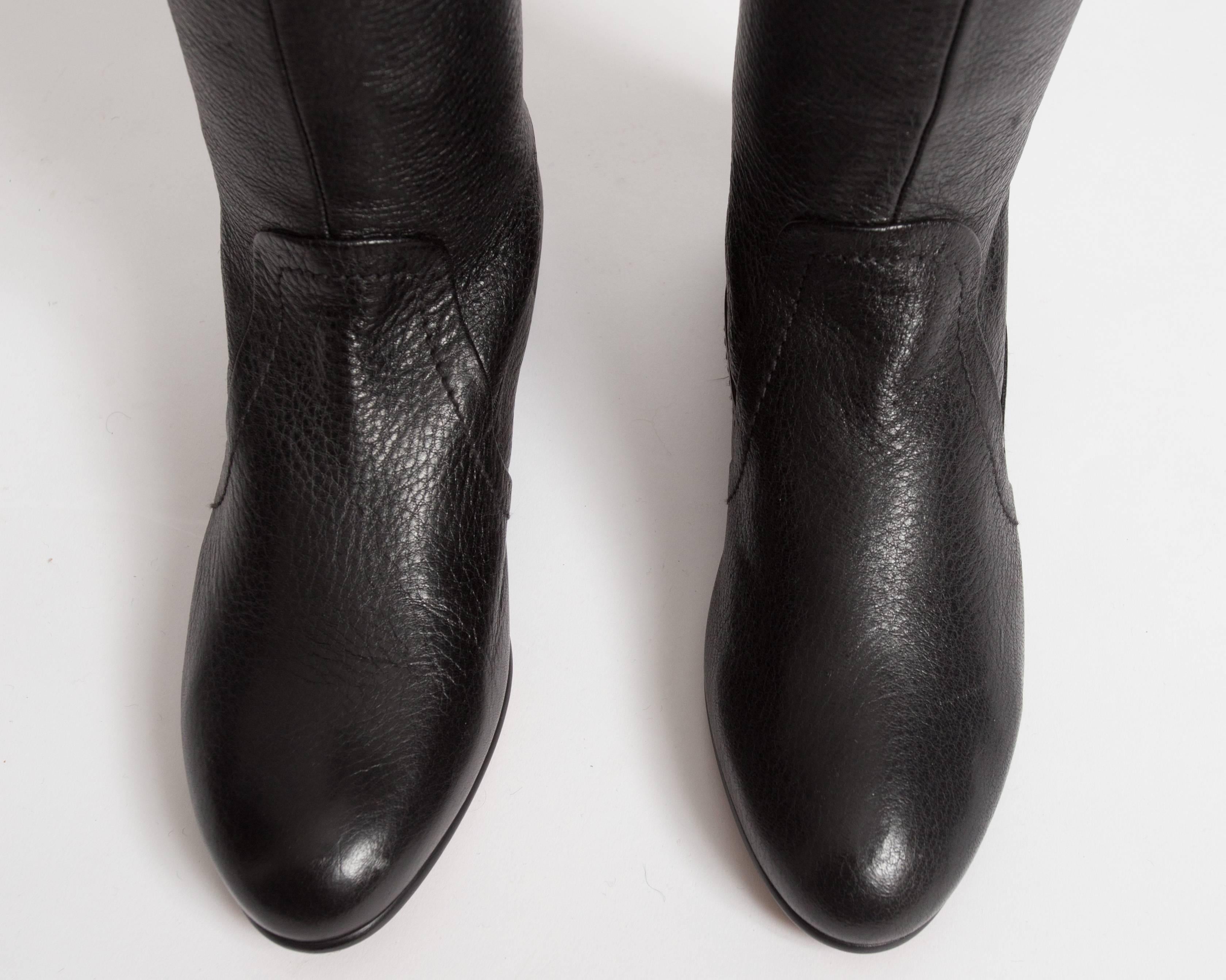 Alaia black leather riding boots, size 37.5 at 1stDibs