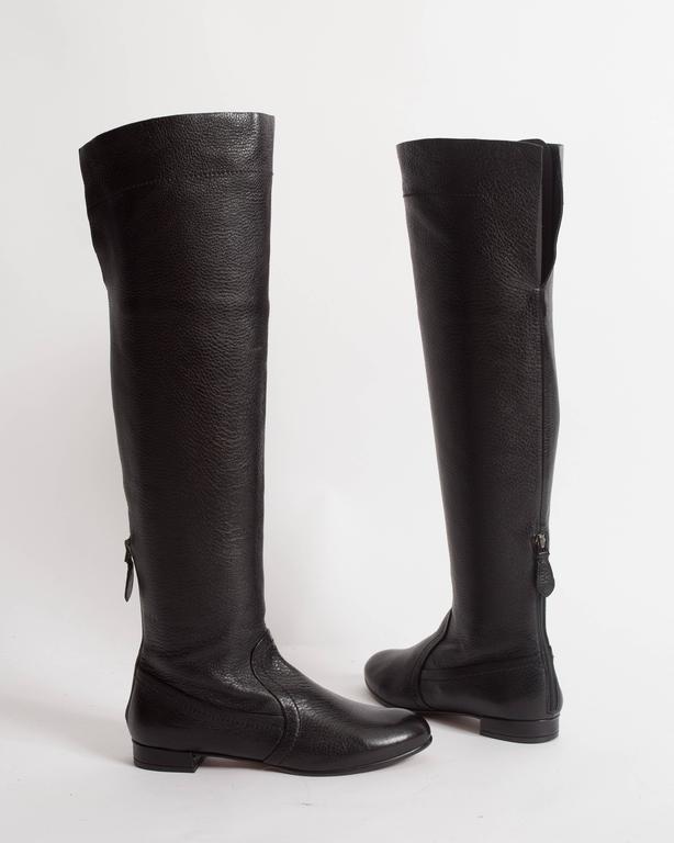 Women's Alaia black leather riding boots, size 37.5 For Sale