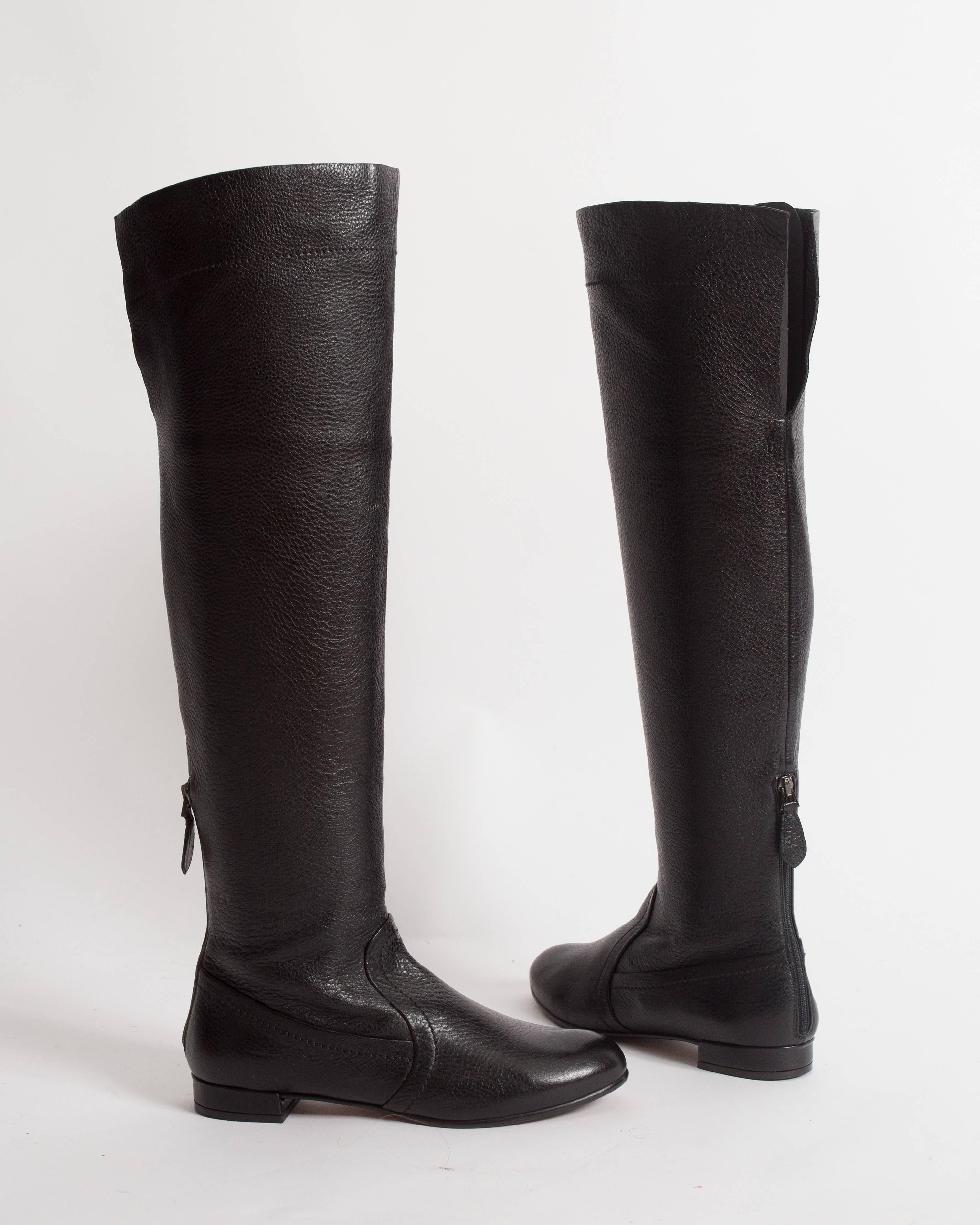 Alaia black leather riding boots, size 37.5 In New Condition In London, GB