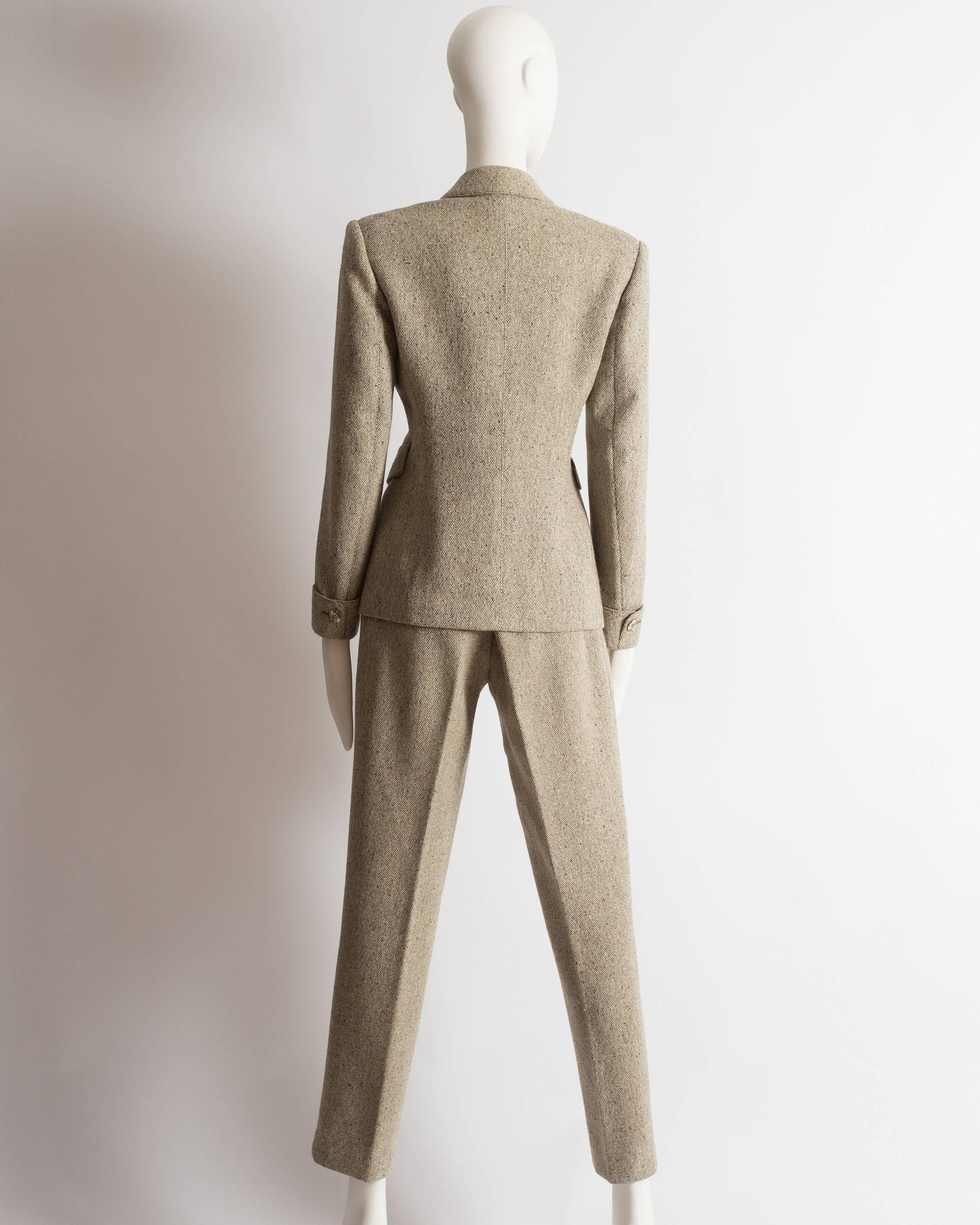 Brown Alaia tweed pant suit, AW 1987