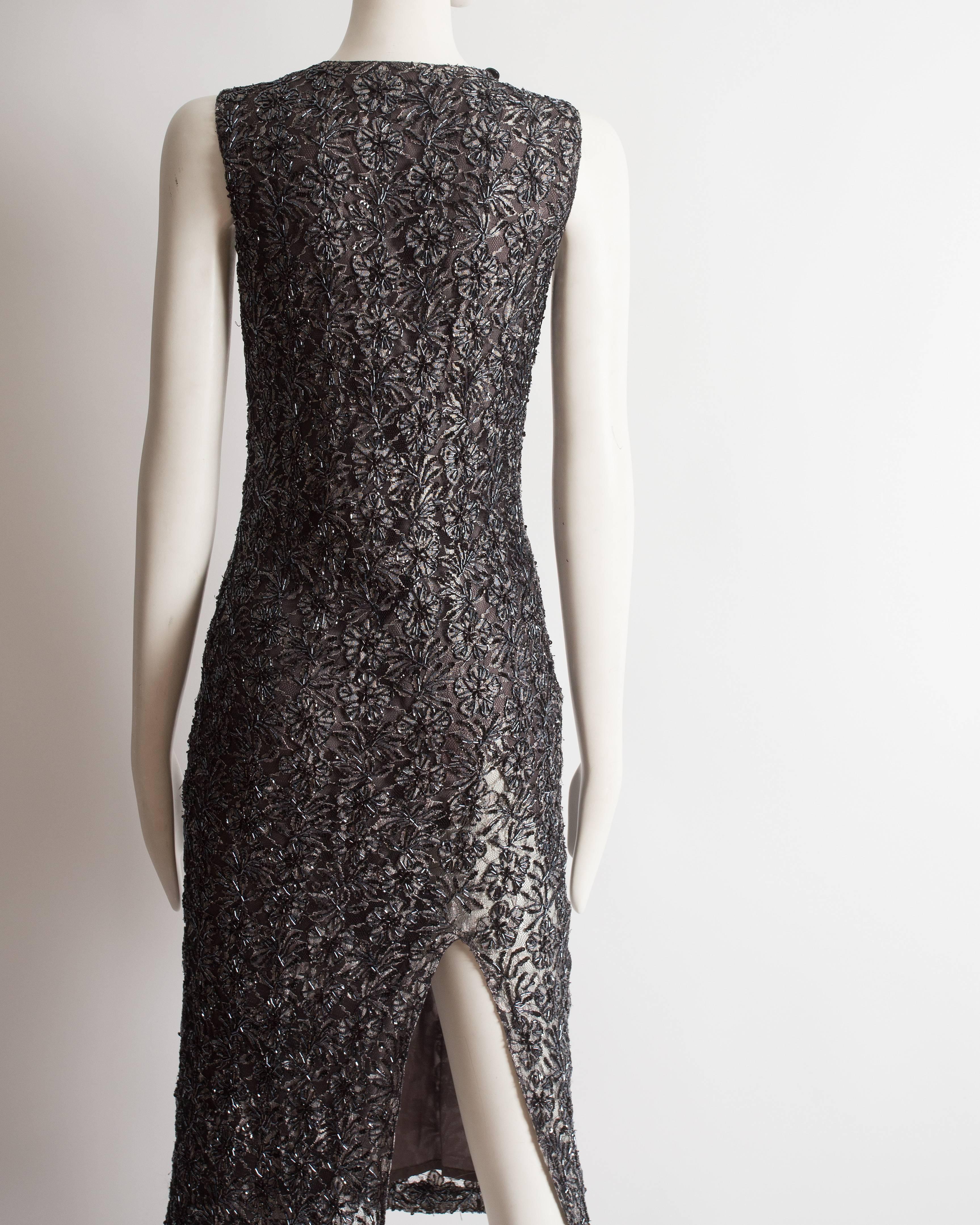 Alexander McQueen beaded lace evening dress, c. 1990s For Sale 1