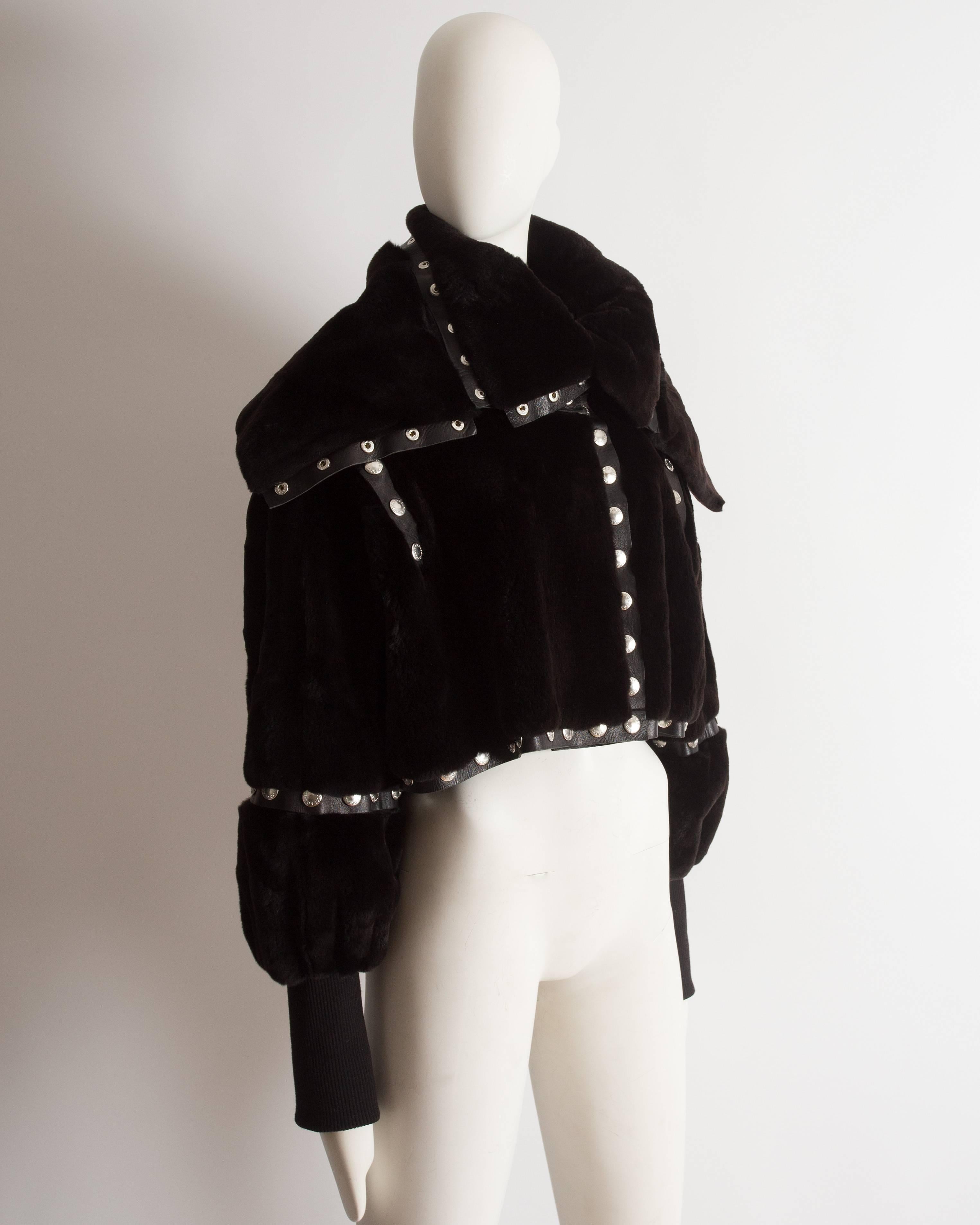 Dolce & Gabbana studded sheared beaver fur cropped jacket, AW 2003 4