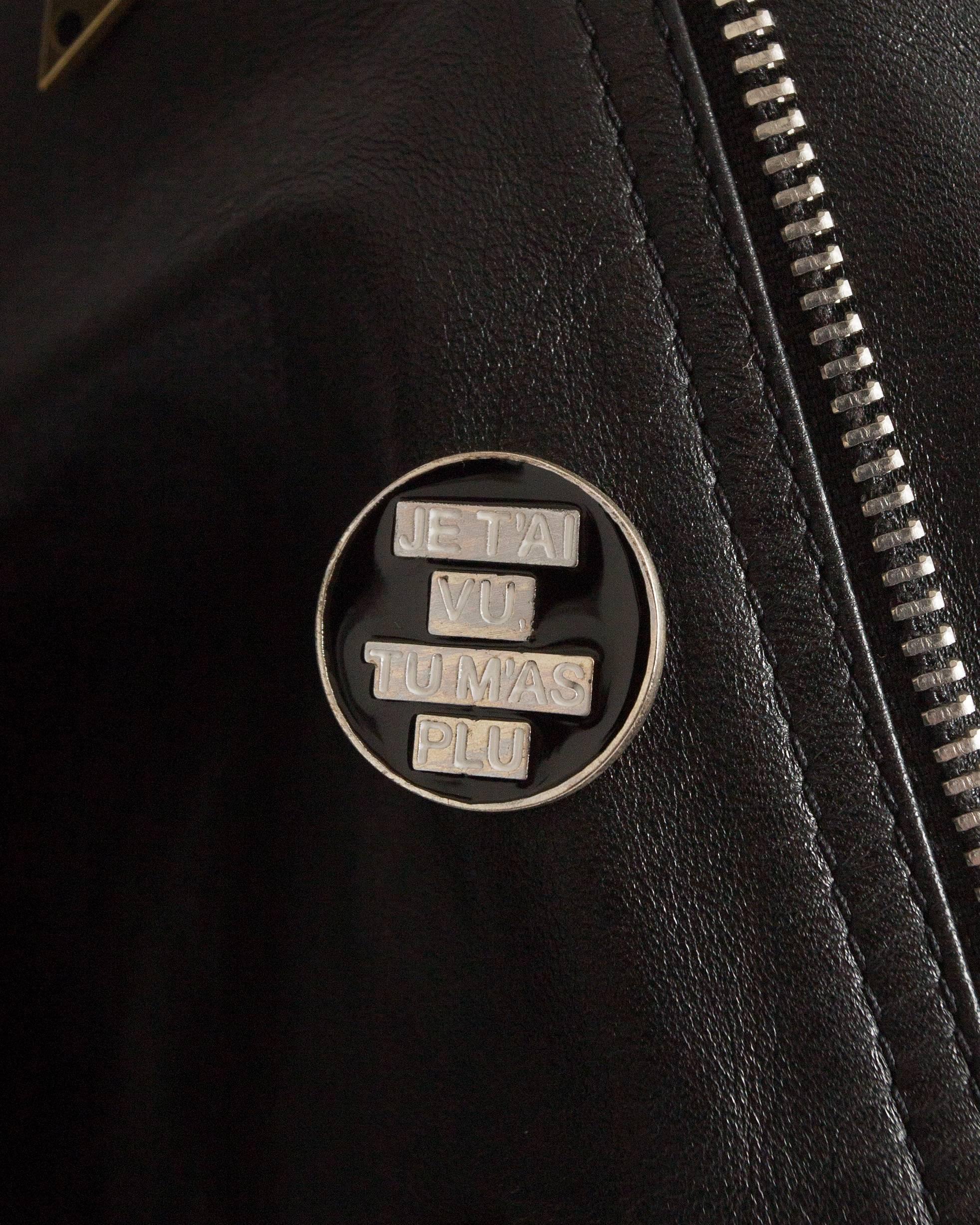 Saint Laurent by Hedi Slimane black leather biker jacket with badges , AW 2015 1