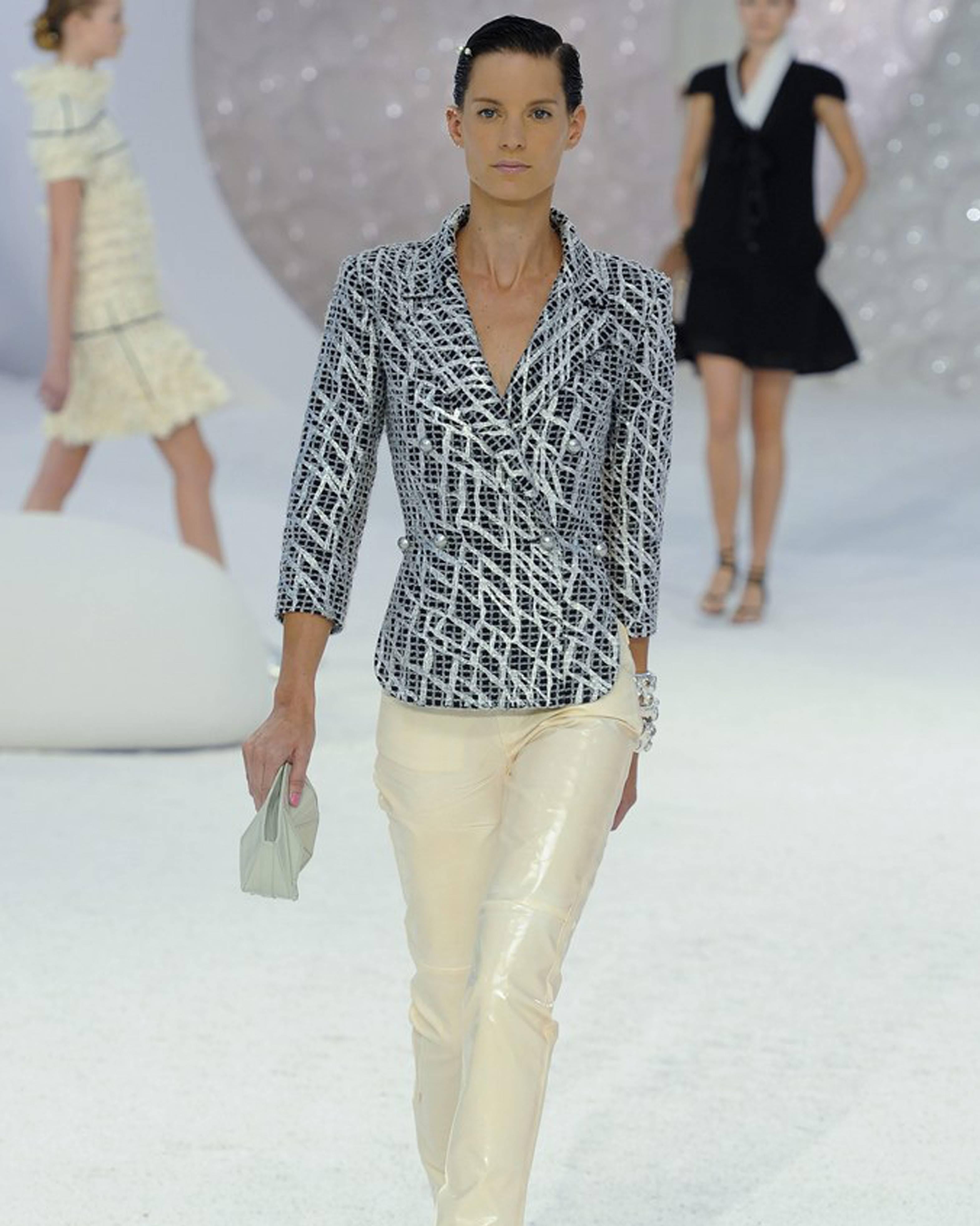 Black Chanel double breasted metallic silver evening jacket, SS 2012