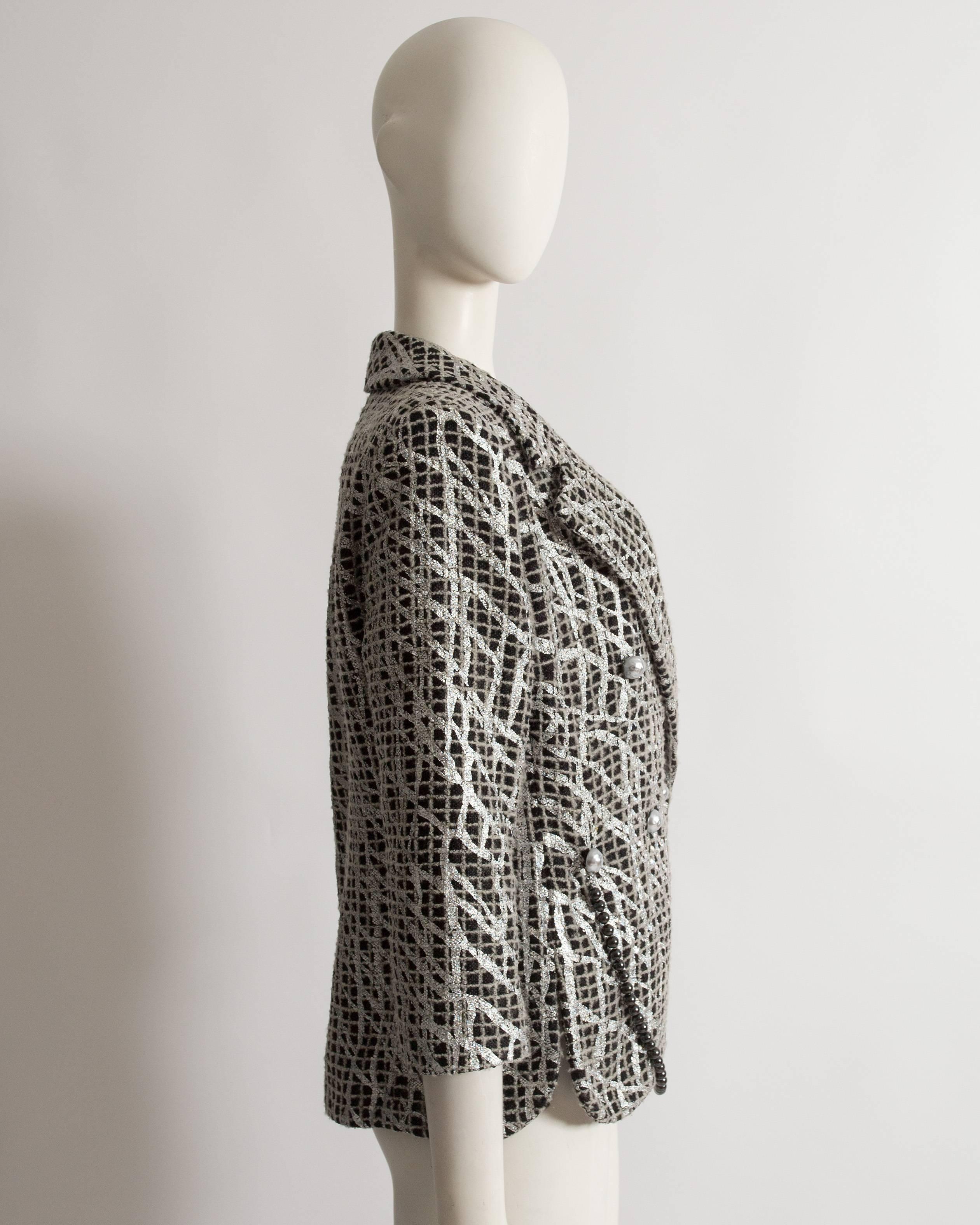 Chanel double breasted metallic silver evening jacket, SS 2012 1