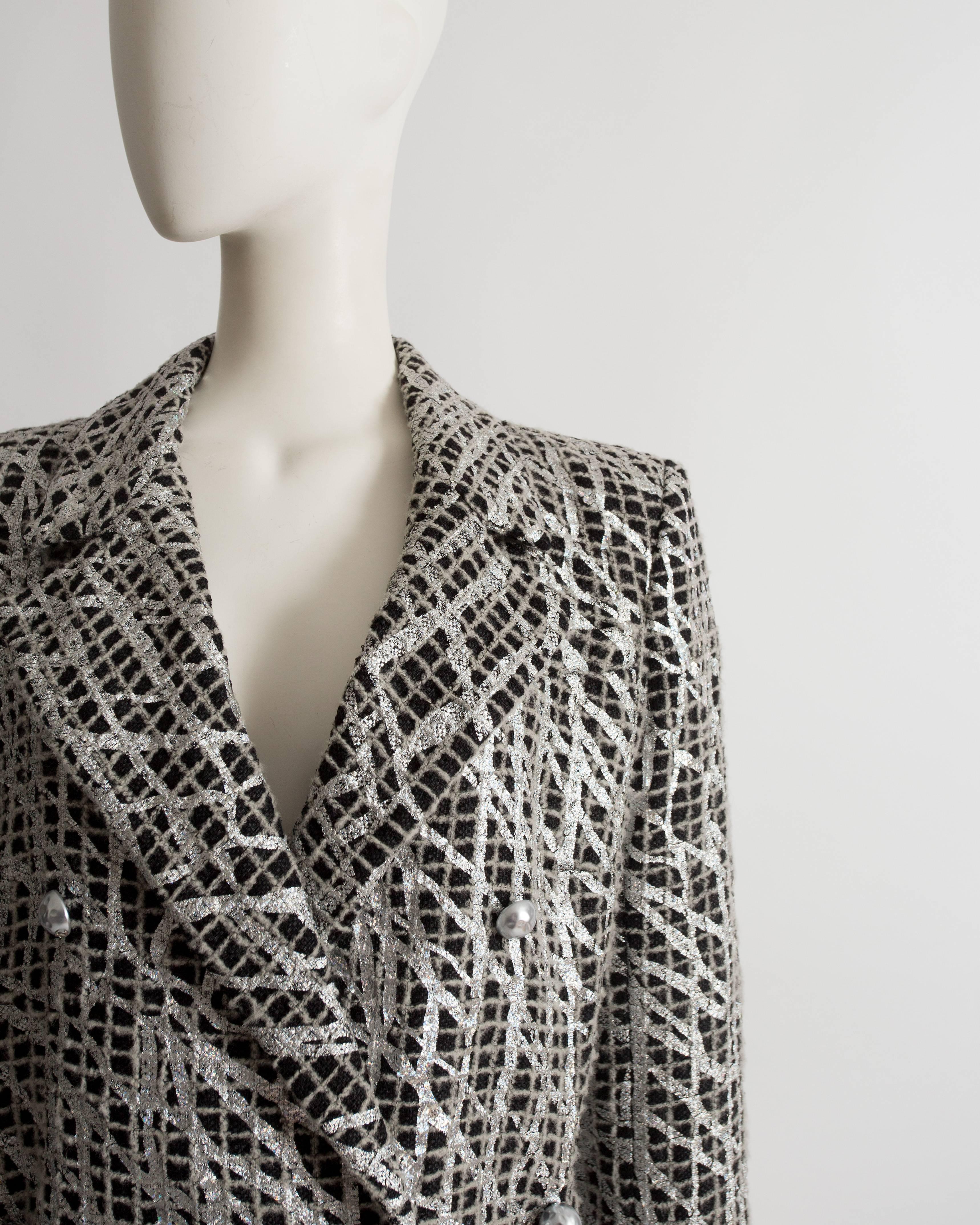 Chanel double breasted metallic silver evening jacket, SS 2012 In Excellent Condition In London, GB