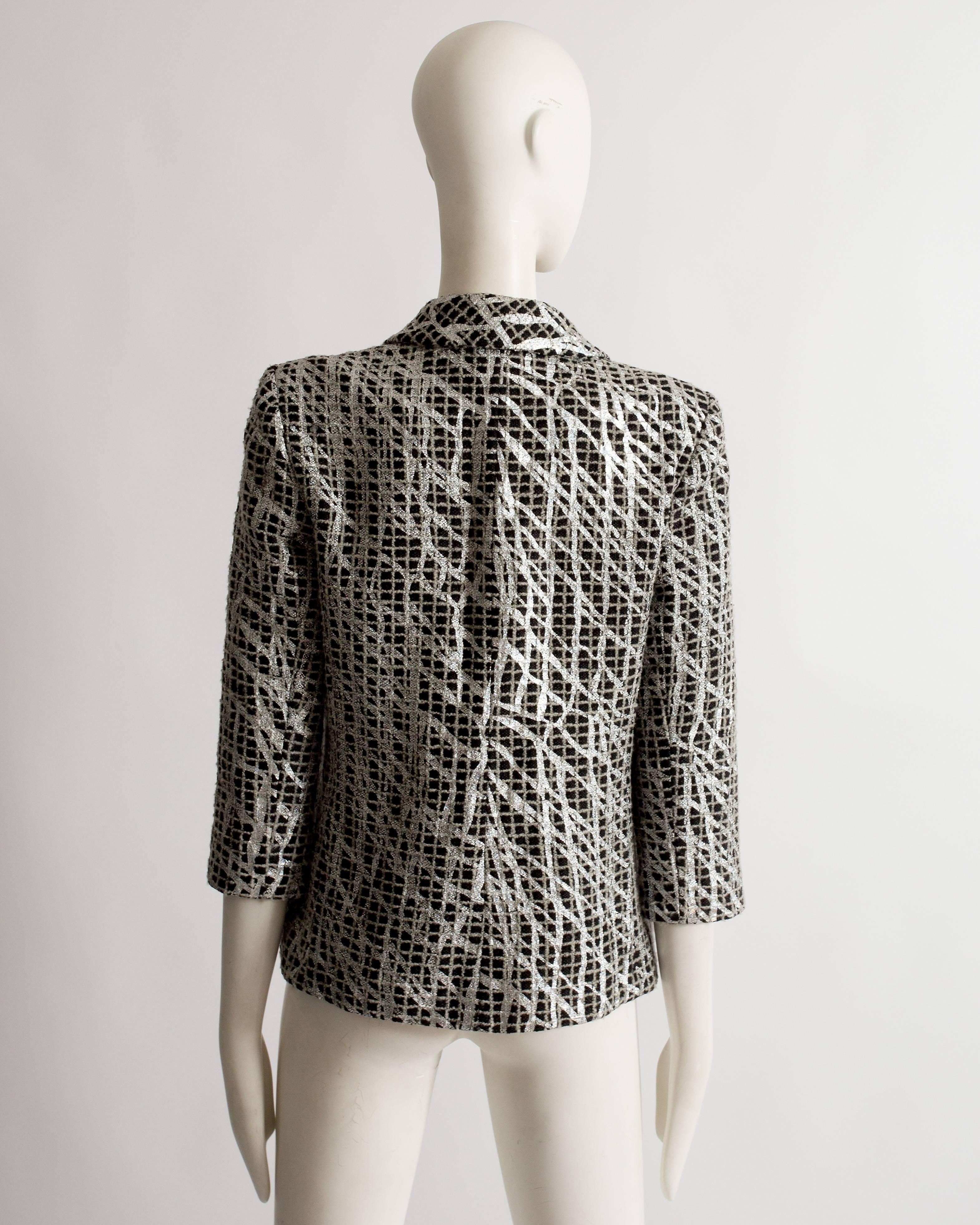 Chanel double breasted metallic silver evening jacket, SS 2012 3