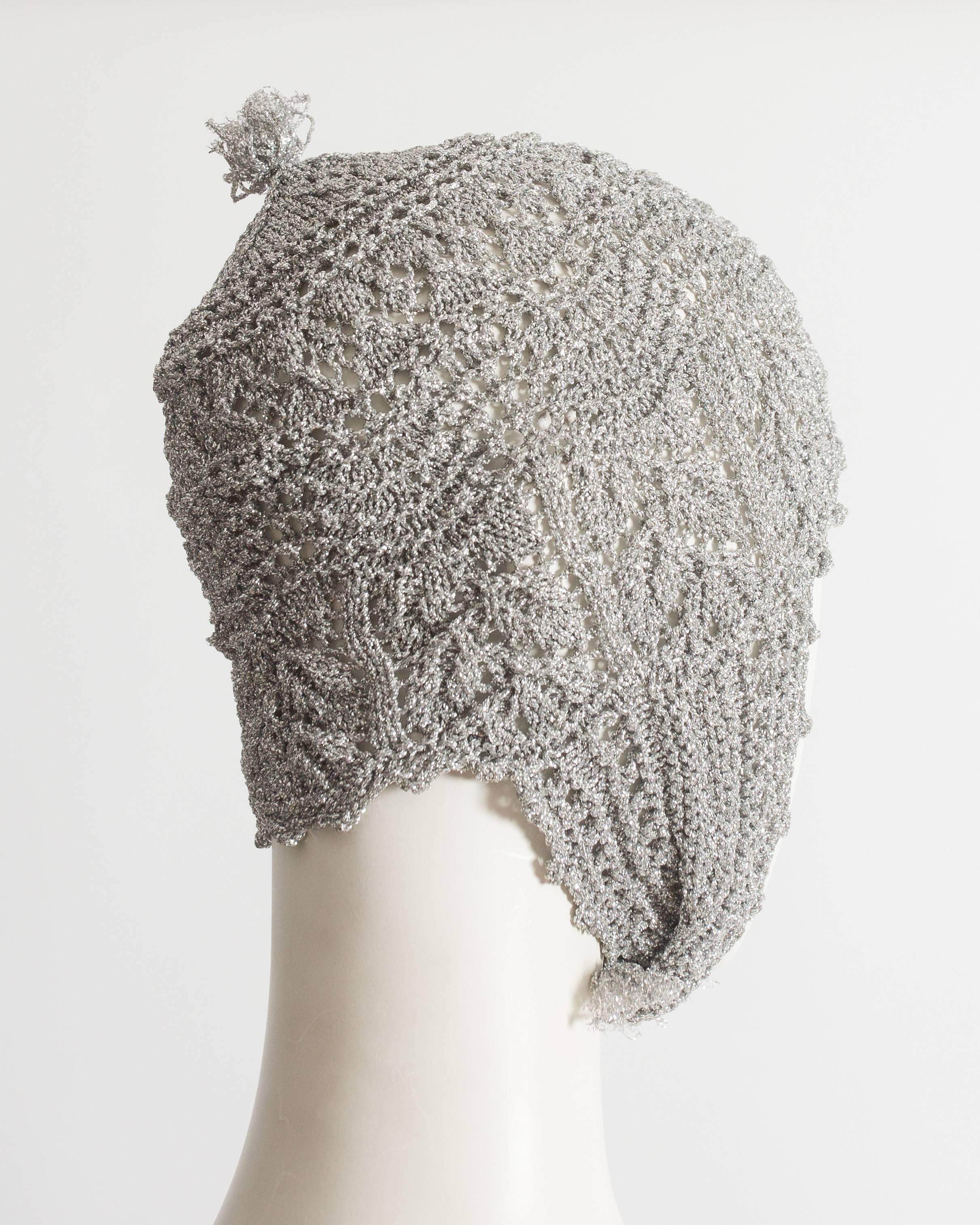 Gray Vivienne Westwood crochet lurex hat, AW 1993