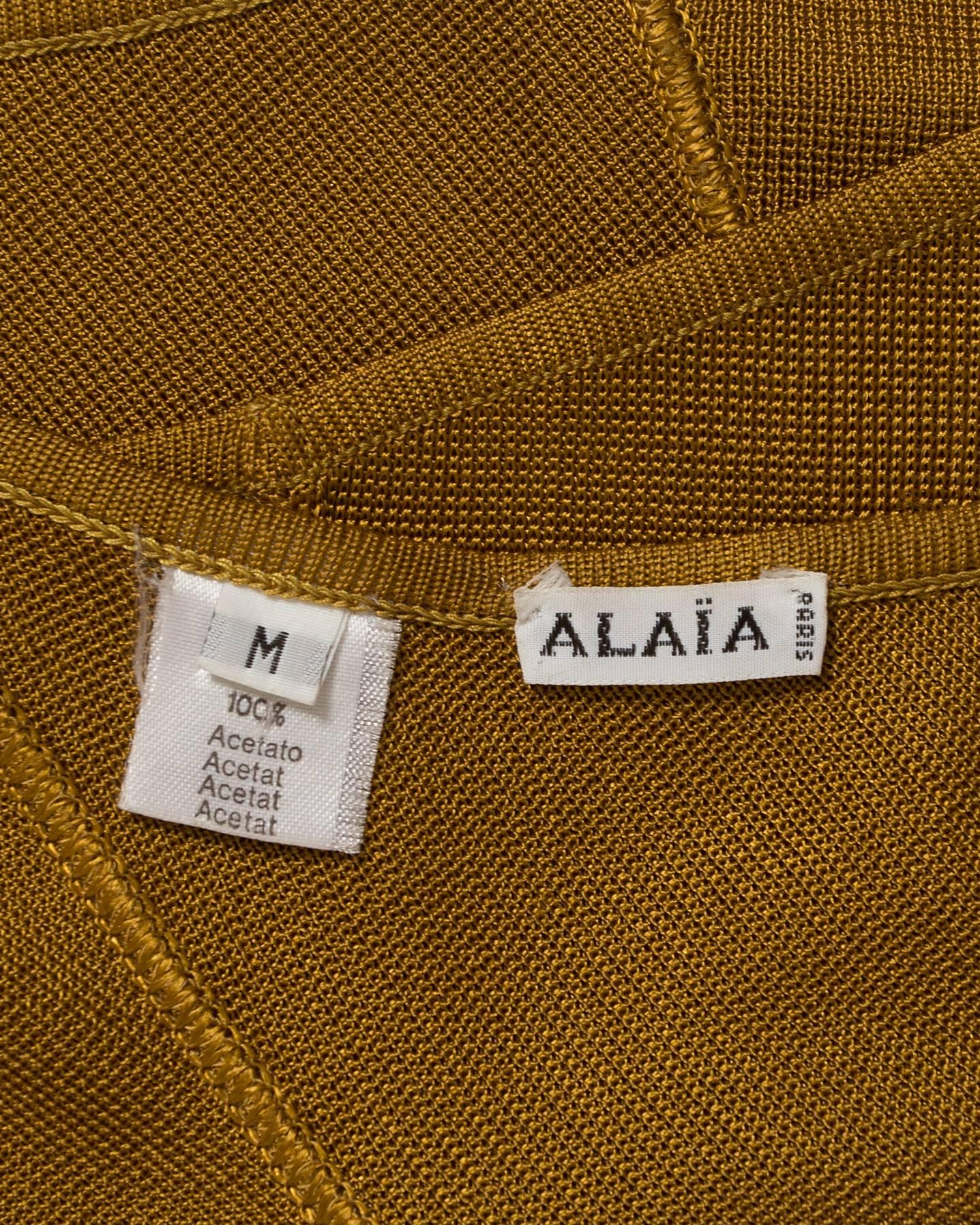 Alaia brown mustard acetate knit halter neck body, circa 1989 3