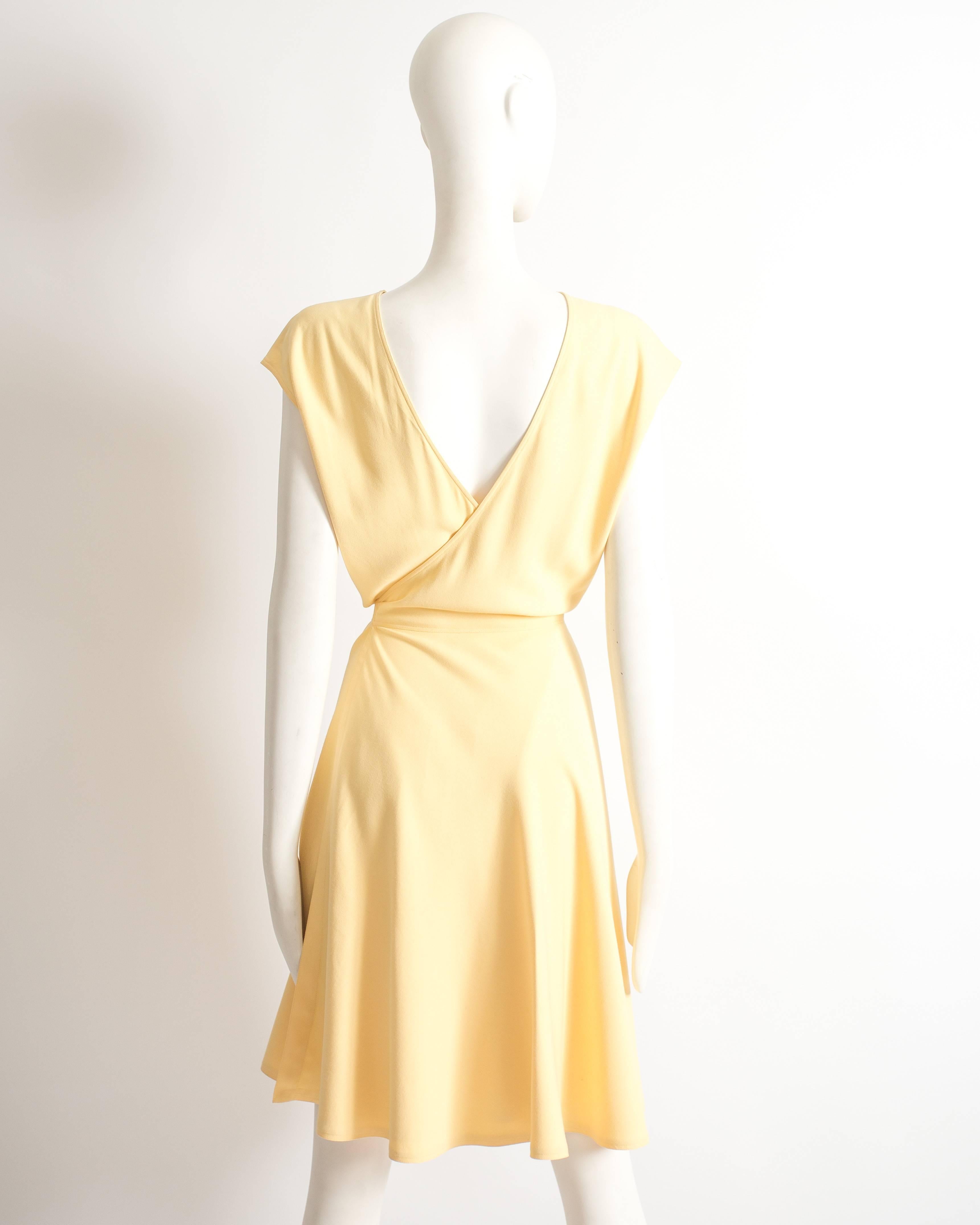 Women's Alaia yellow cotton summer wrap dress, SS 1990