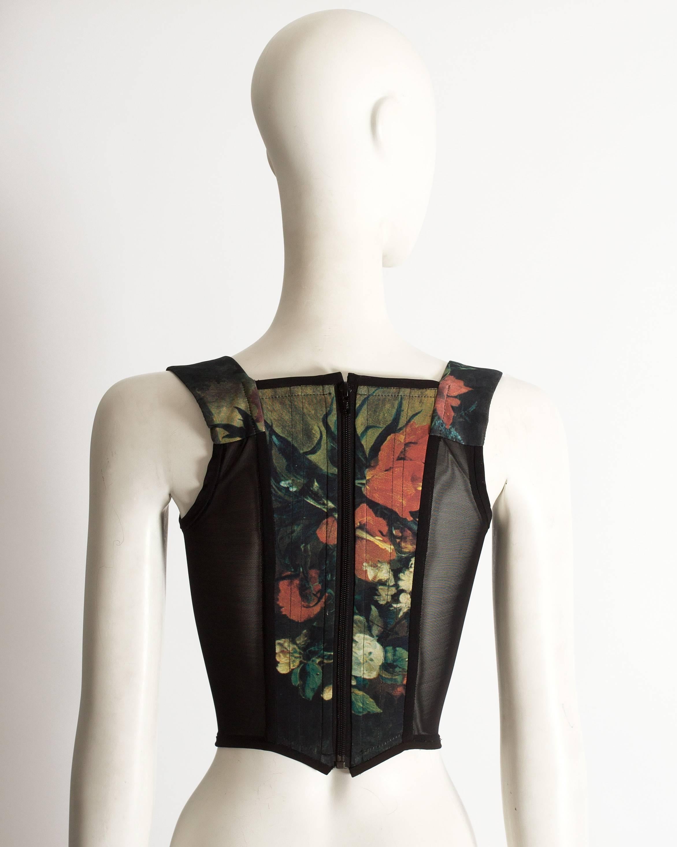Black Vivienne Westwood  'Vive la Cocotte' floral print corset, AW 1995