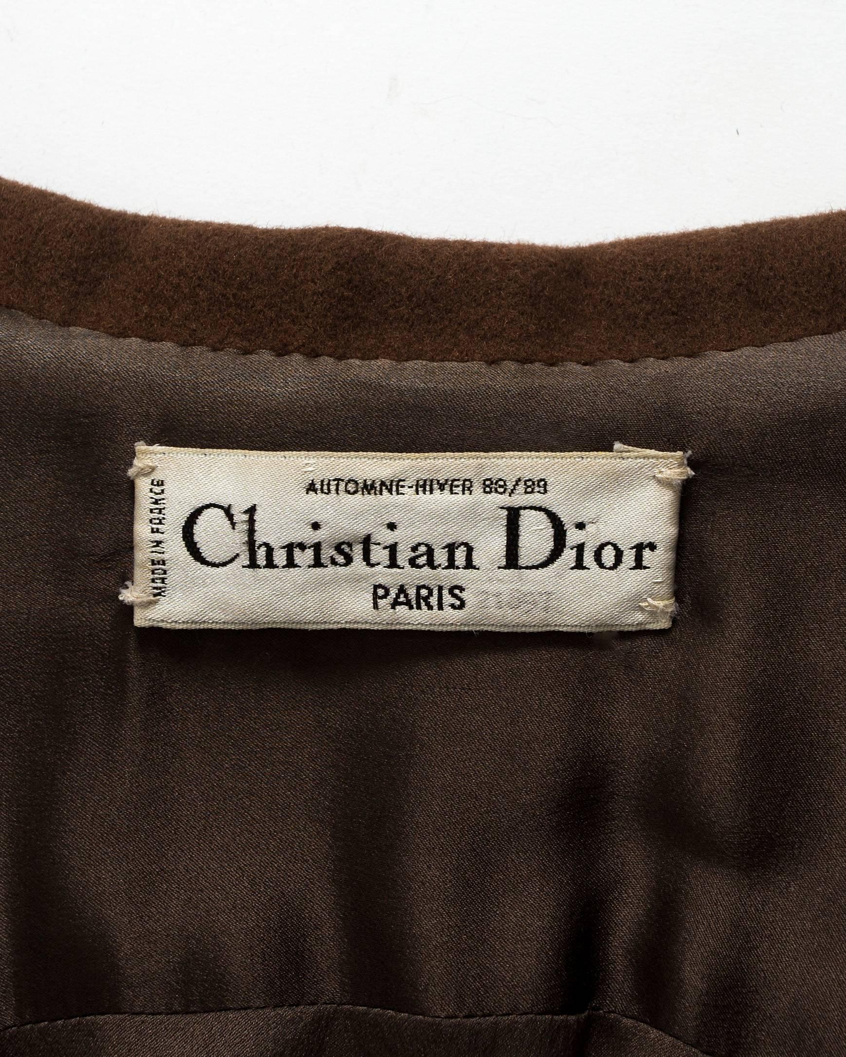Christian Dior Haute Couture brown cashmere wool jacket, AW 1988 1
