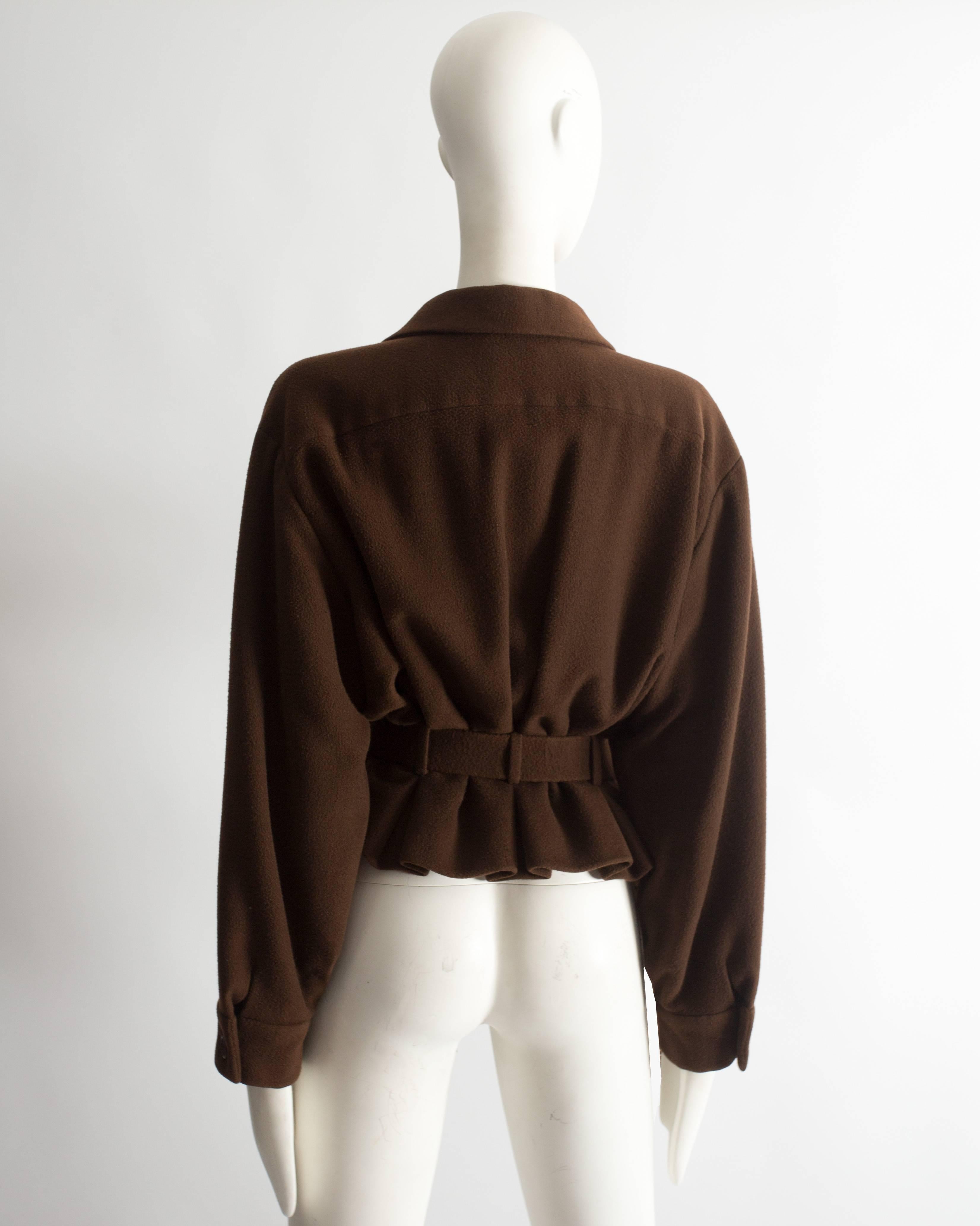 Women's Christian Dior Haute Couture brown cashmere wool jacket, AW 1988