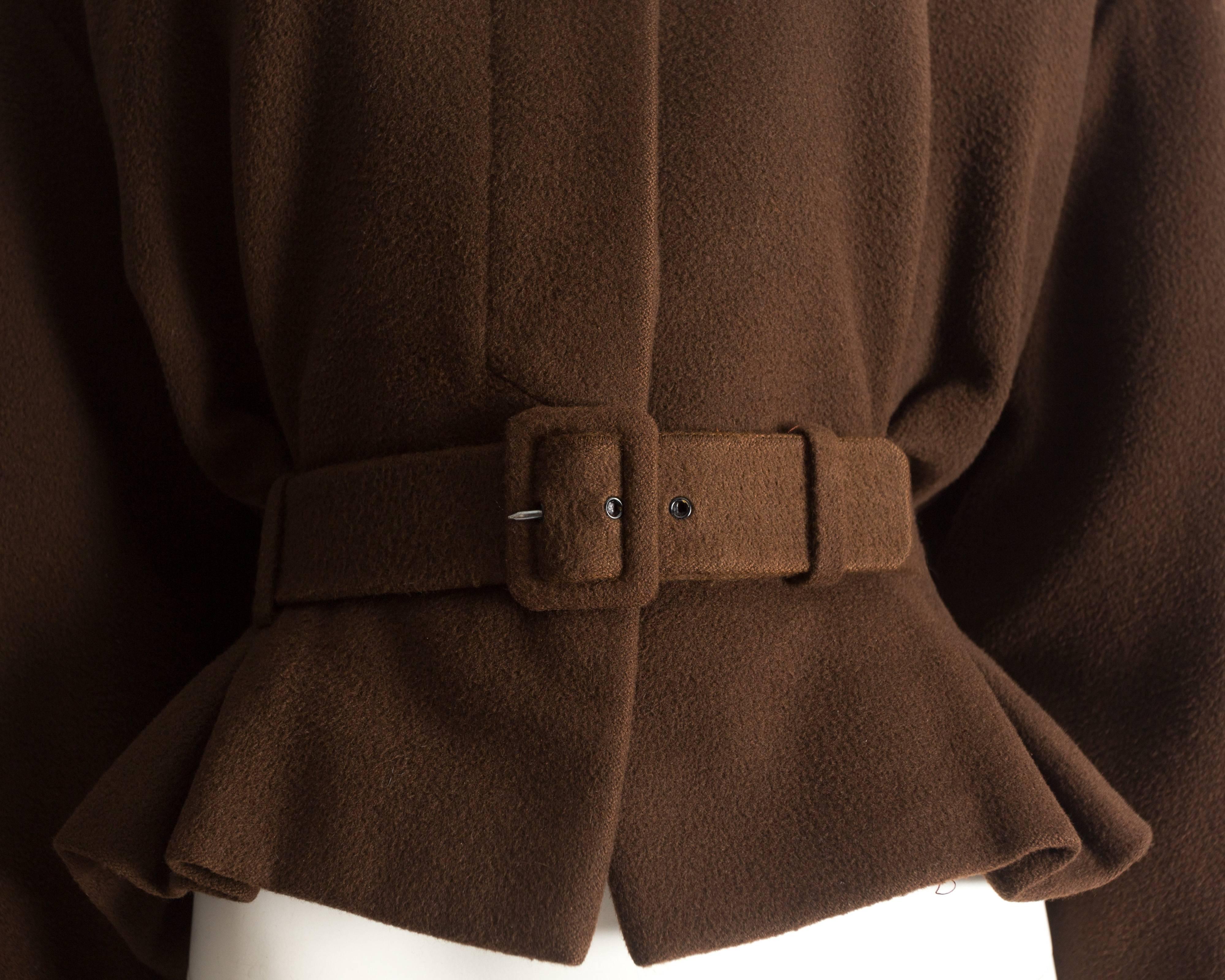 Black Christian Dior Haute Couture brown cashmere wool jacket, AW 1988
