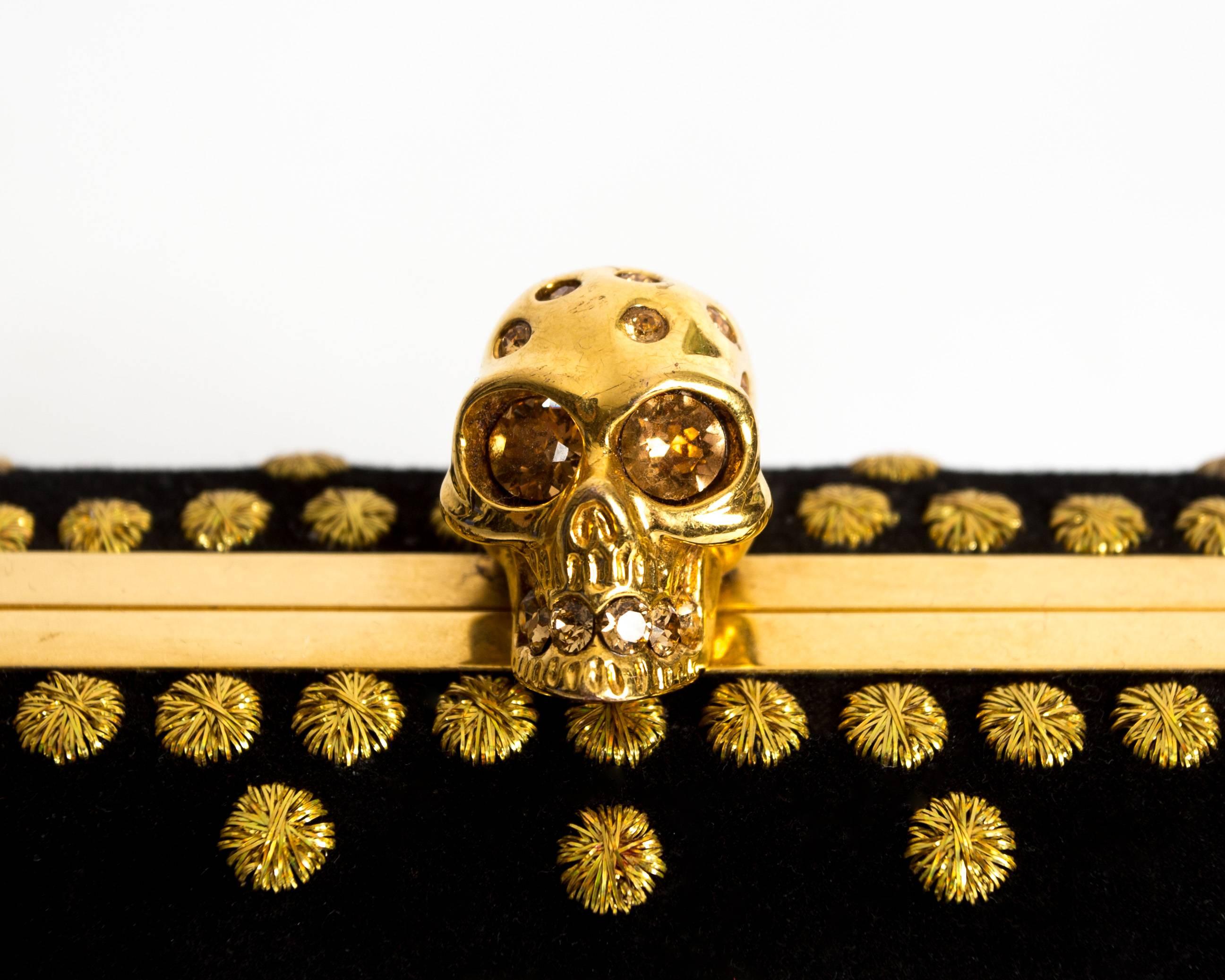 Alexander McQueen hard case embroidered skull evening clutch bag