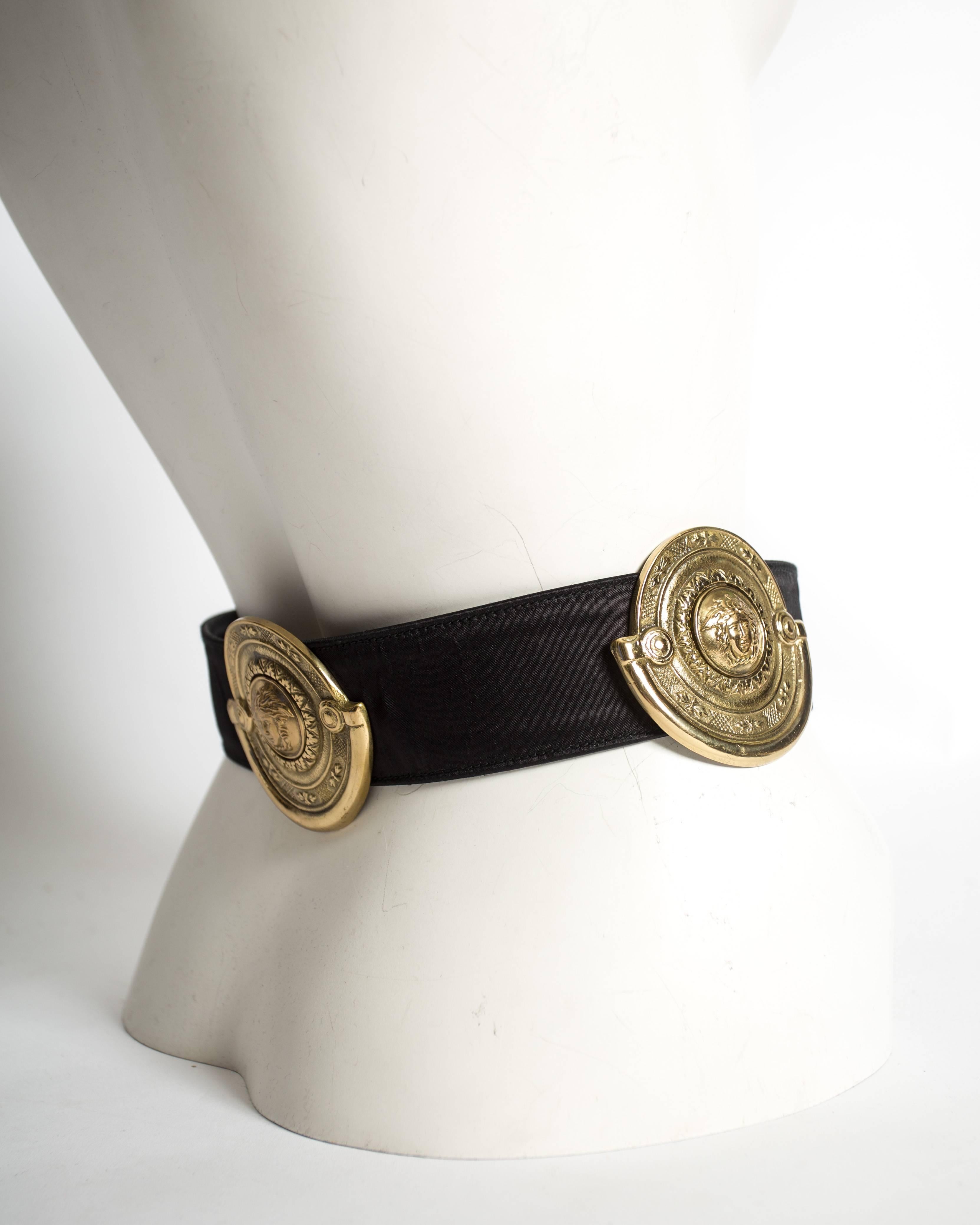 Black Gianni Versace black and gold Medusa belt, circa 1990s