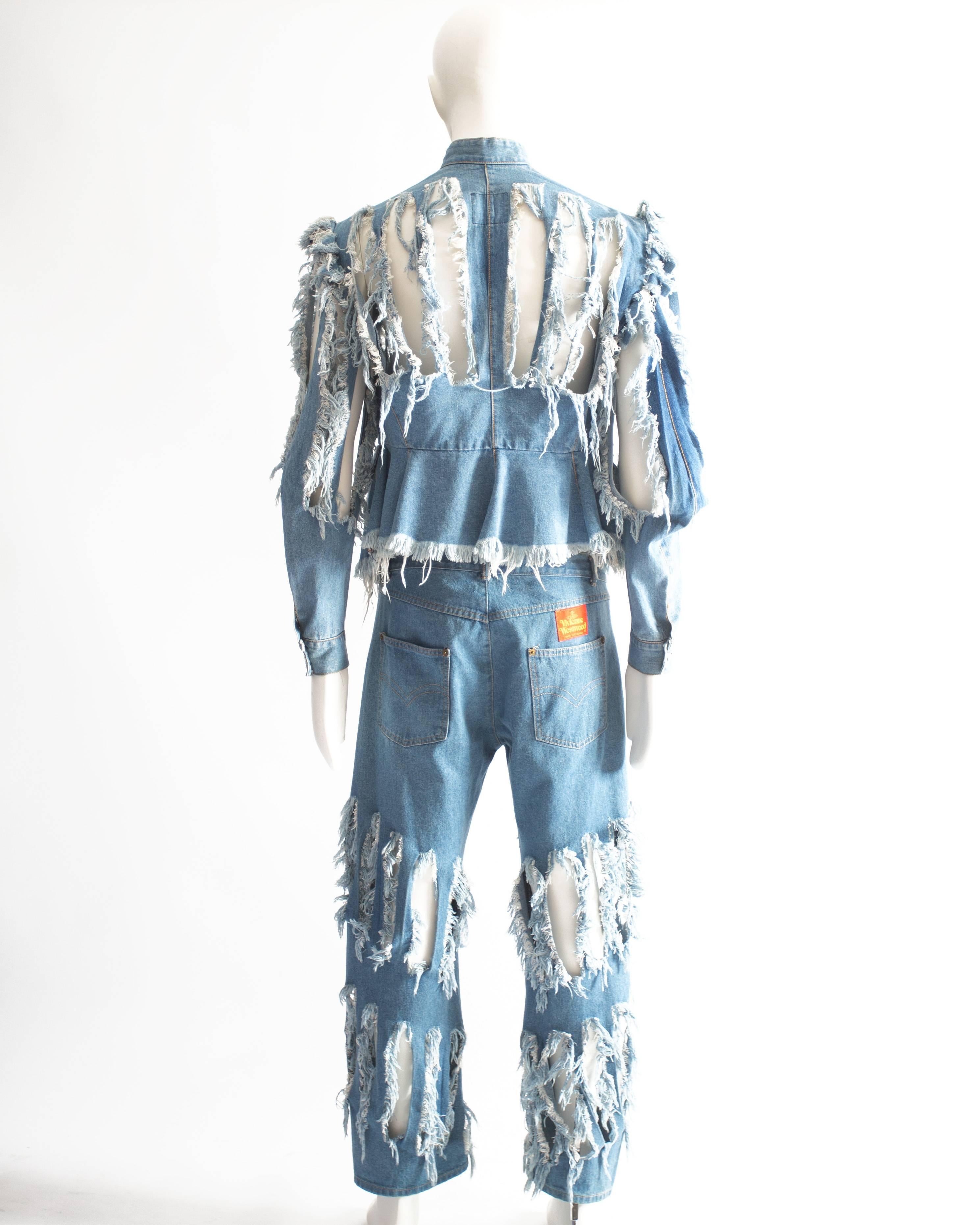 Vivienne Westwood Mens 'Cut, Slash and Pull' denim suit, ss 1991 In Good Condition For Sale In London, GB