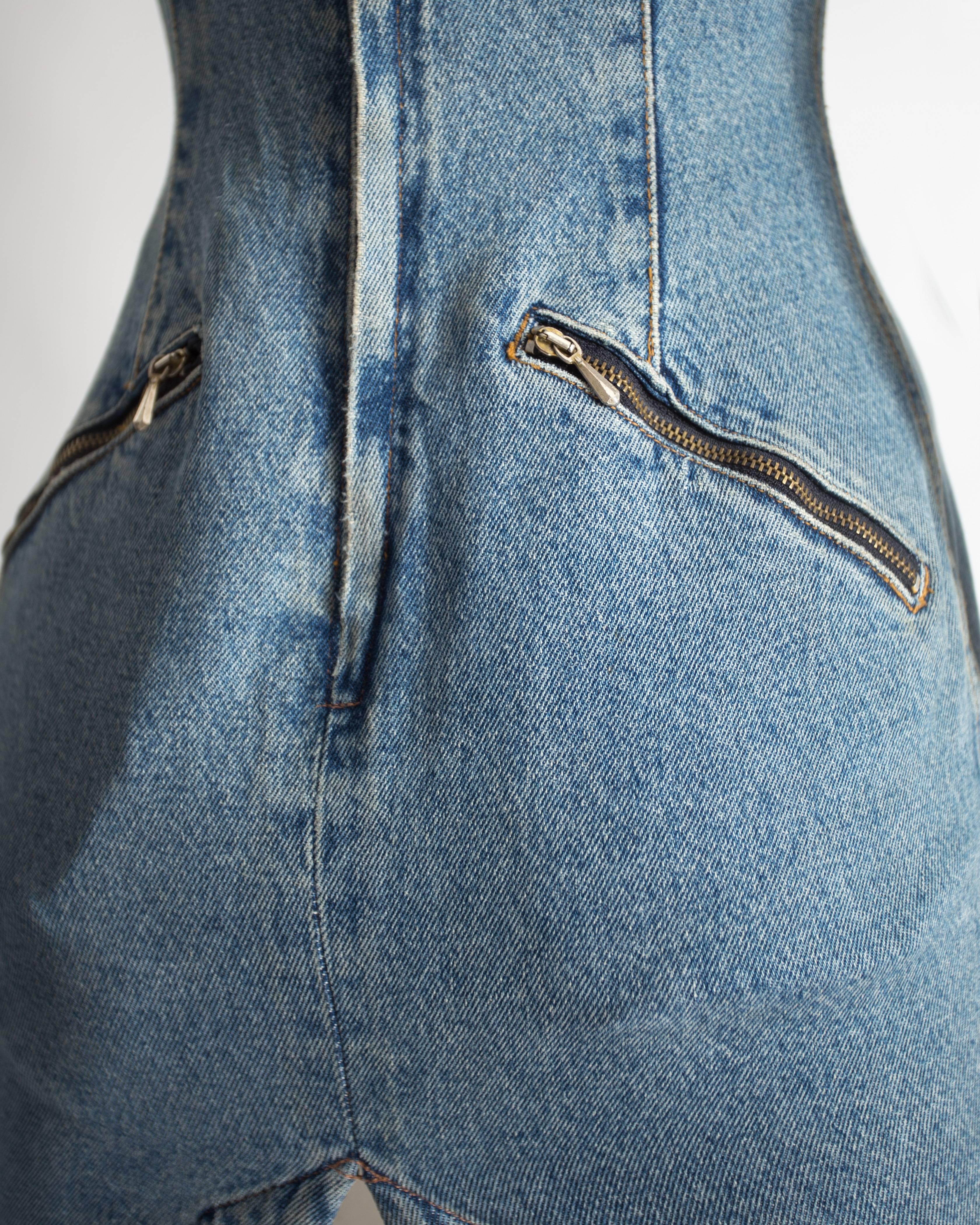 Katharine Hamnett denim mini dress with tassels, circa 1990s 2