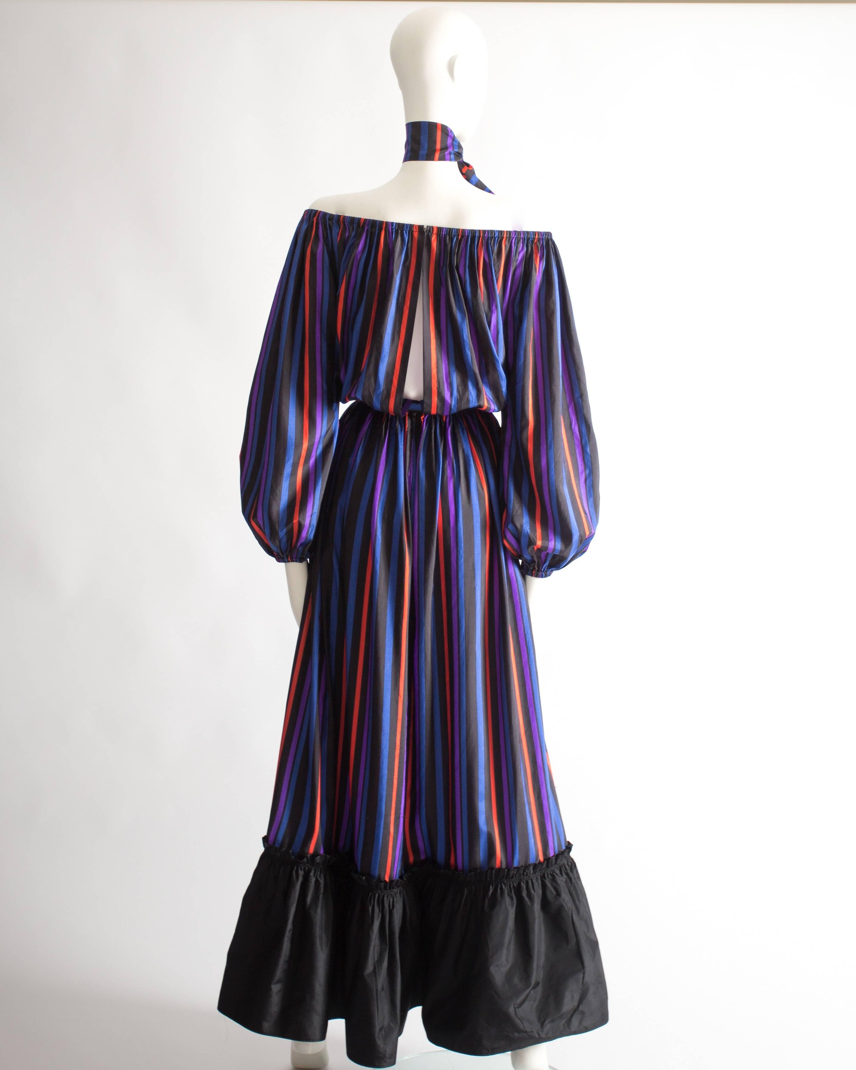 Lanvin Haute Couture silk taffeta off-the-shoulder evening dress, circa 1976 1