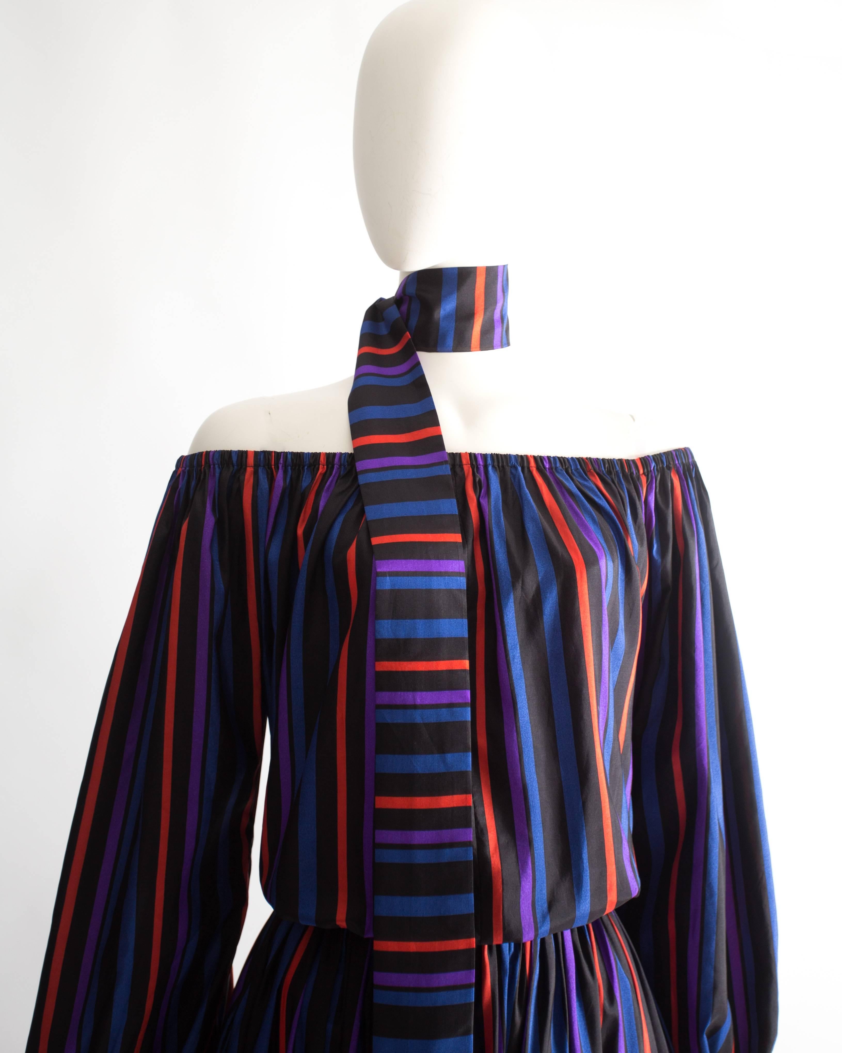 Lanvin Haute Couture silk taffeta off-the-shoulder evening dress, circa 1976 In Excellent Condition In London, GB